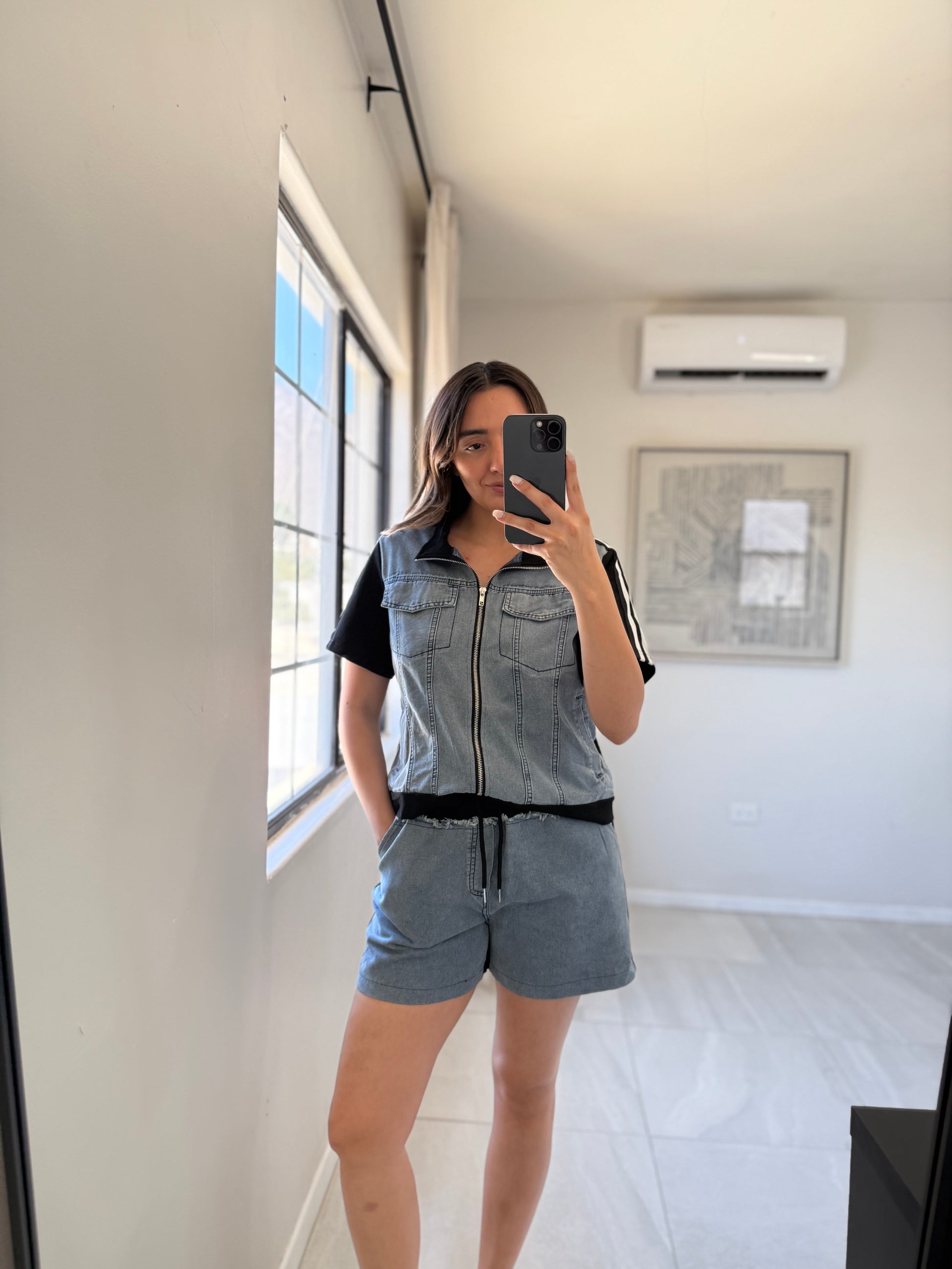 Black Short Denim Set