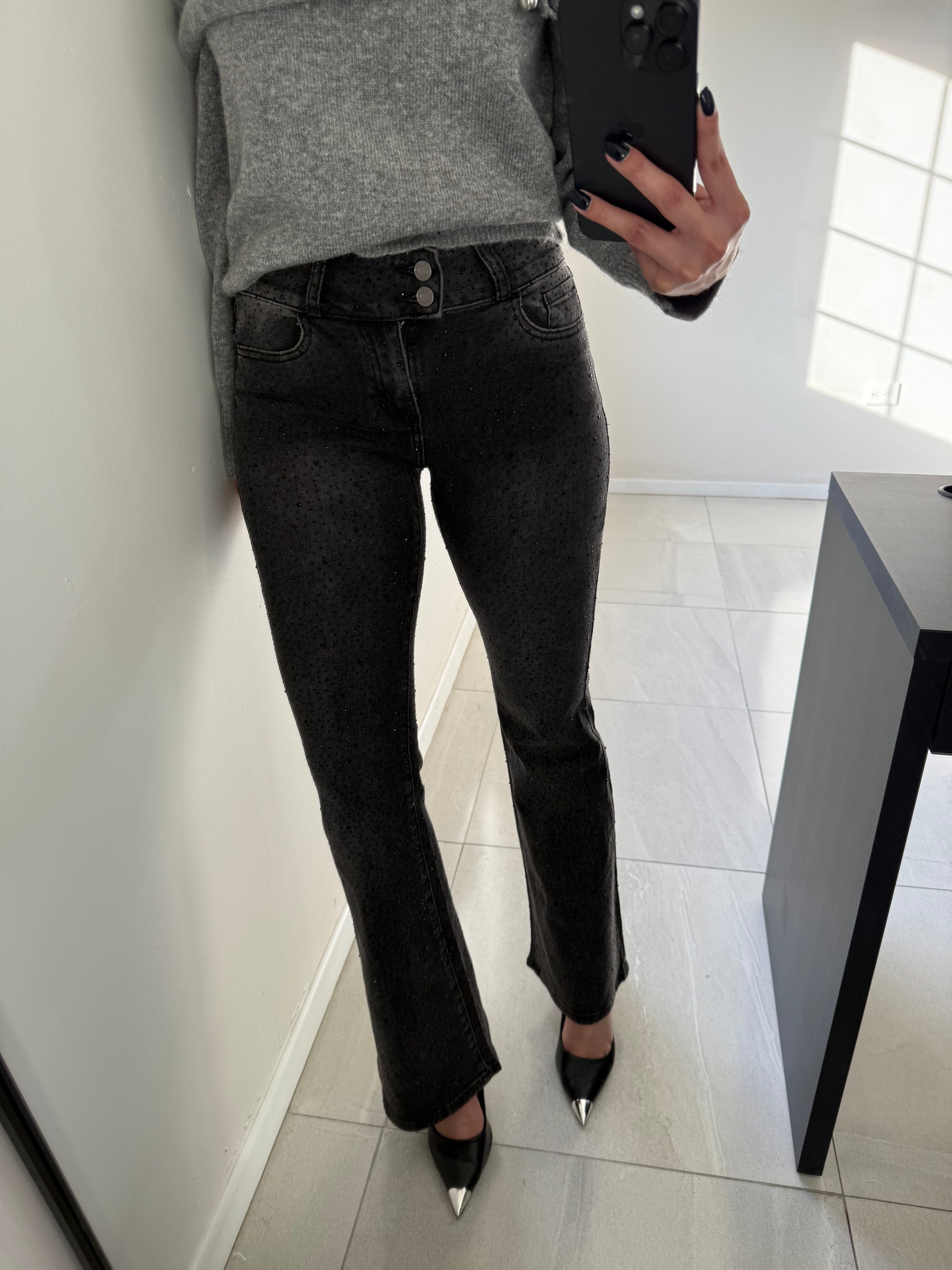 Mid Rise Flare Rhinestone