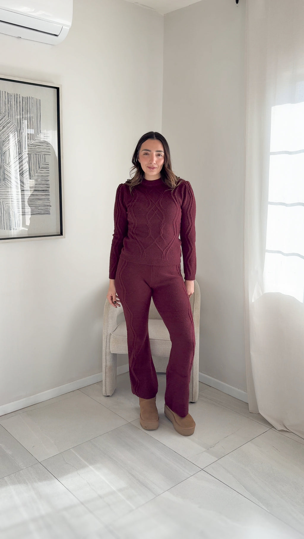 Fig Burnt Pant Set