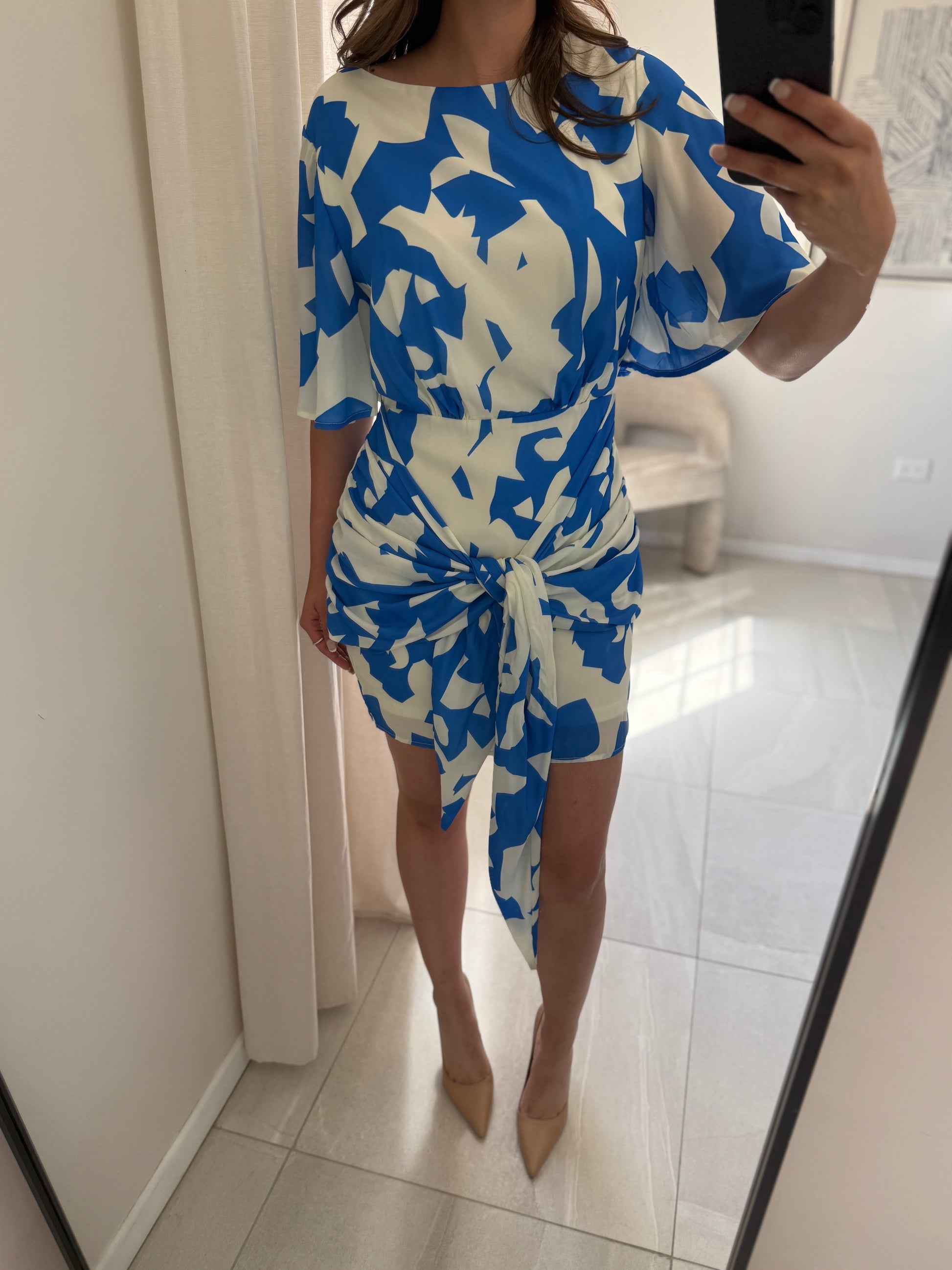 Vestido Cruzado Print Azul