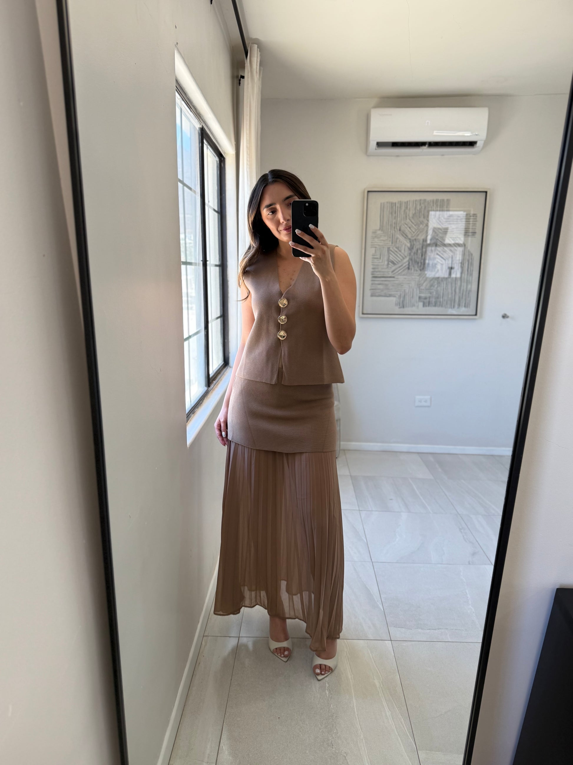 Camel Maxi Skirt Set