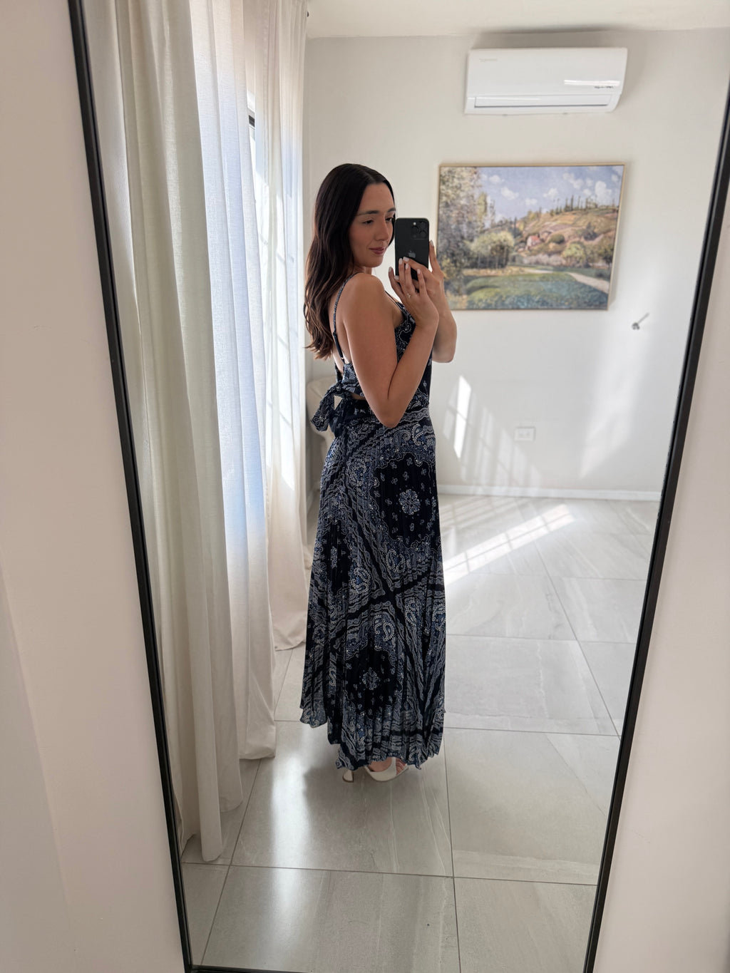 Bandana Navy Print Midi Skirt
