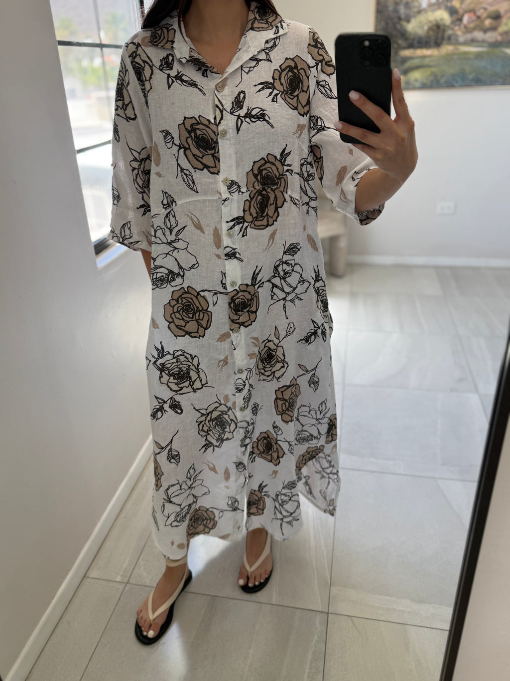Dress Italian Linen Rose