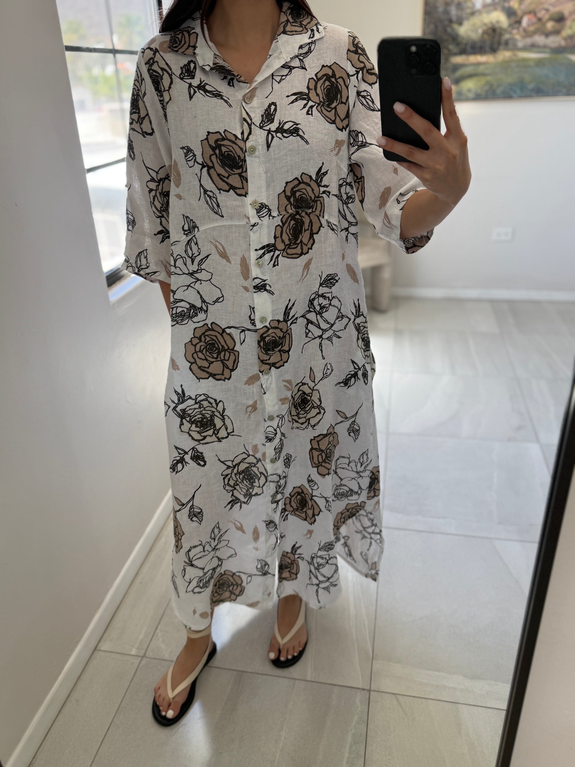 Dress Italian Linen Rose