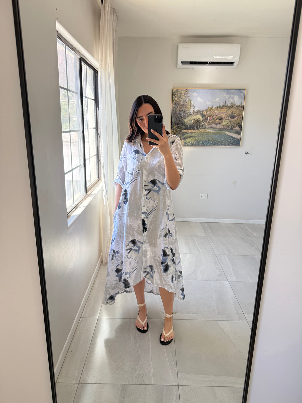 Linen Watercolor Floral Print