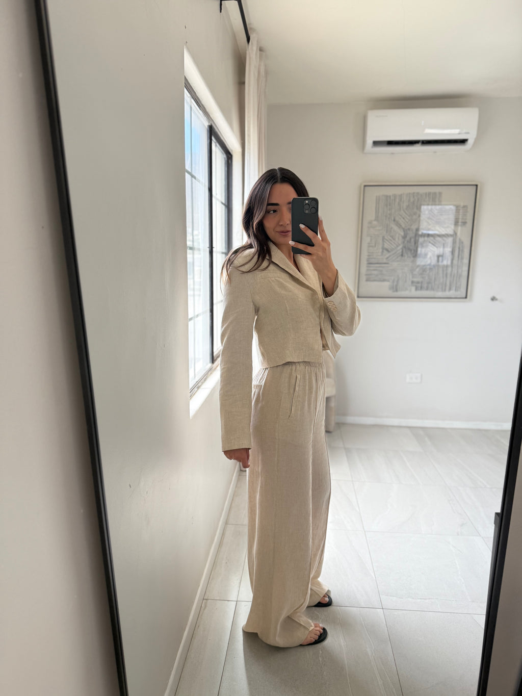 Linen Crop Blazer Set