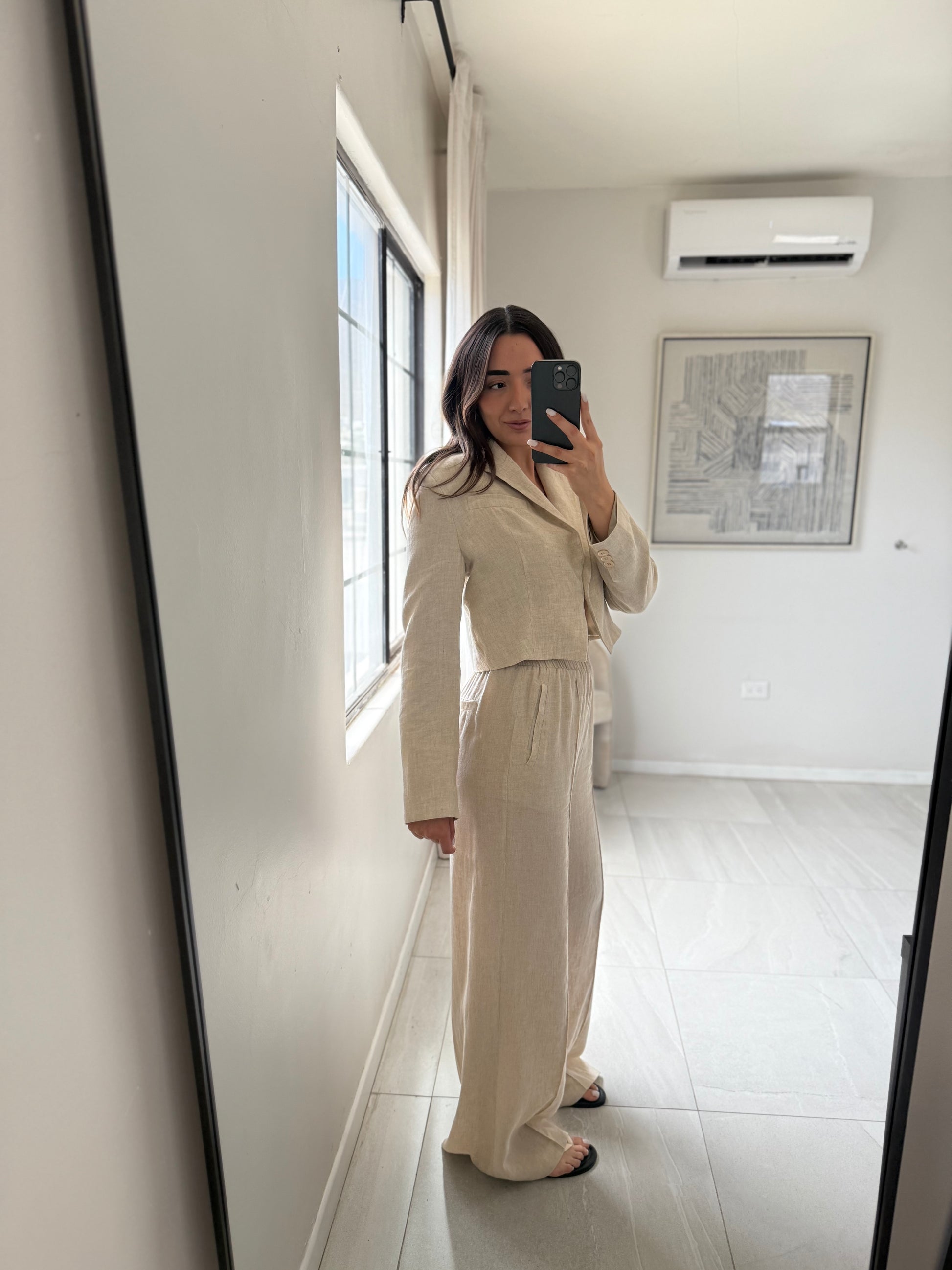 Linen Crop Blazer Set