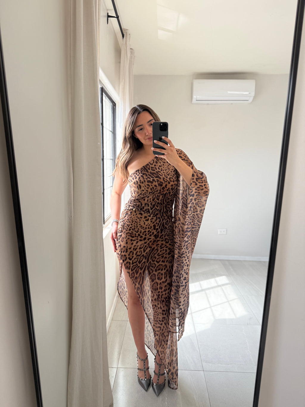 Leopard Chiffon Maxi Dress