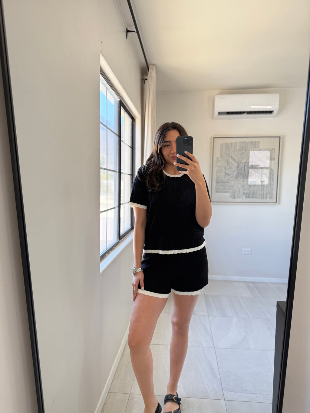 Sweater Short Black/White Set