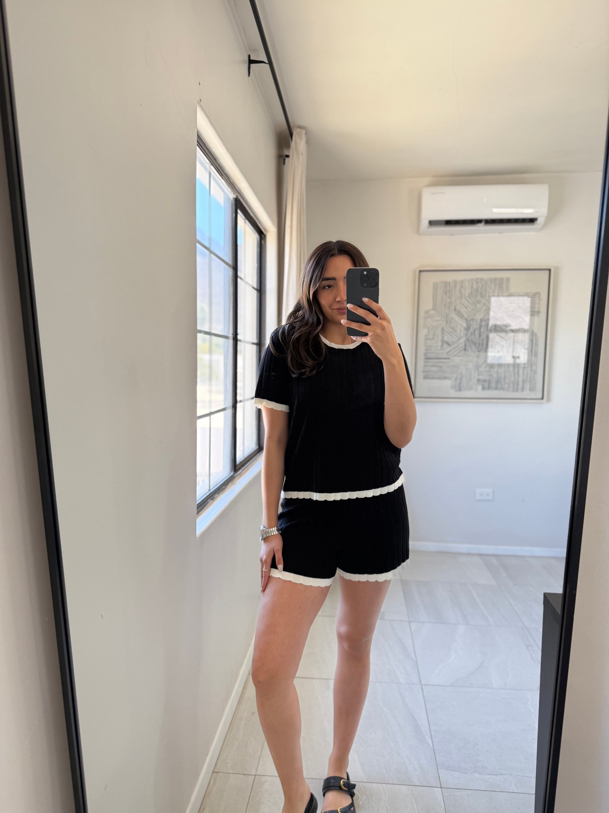 Sweater Short Black/White Set