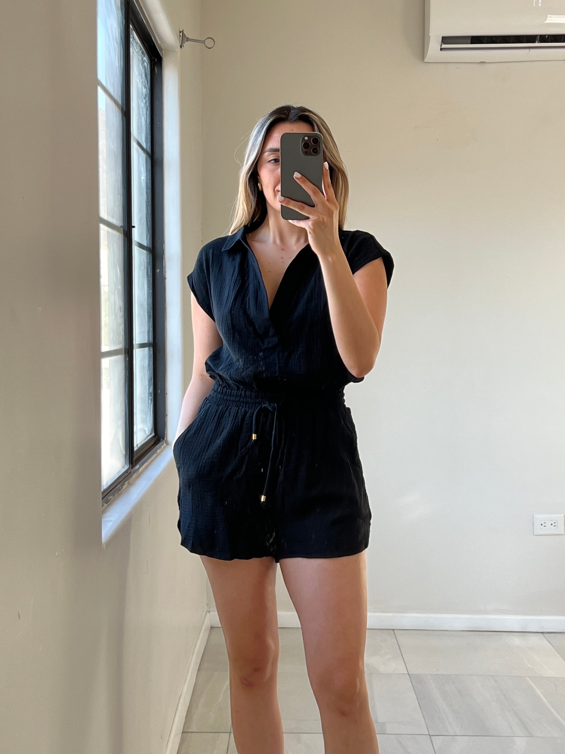 Cotton Black Romper