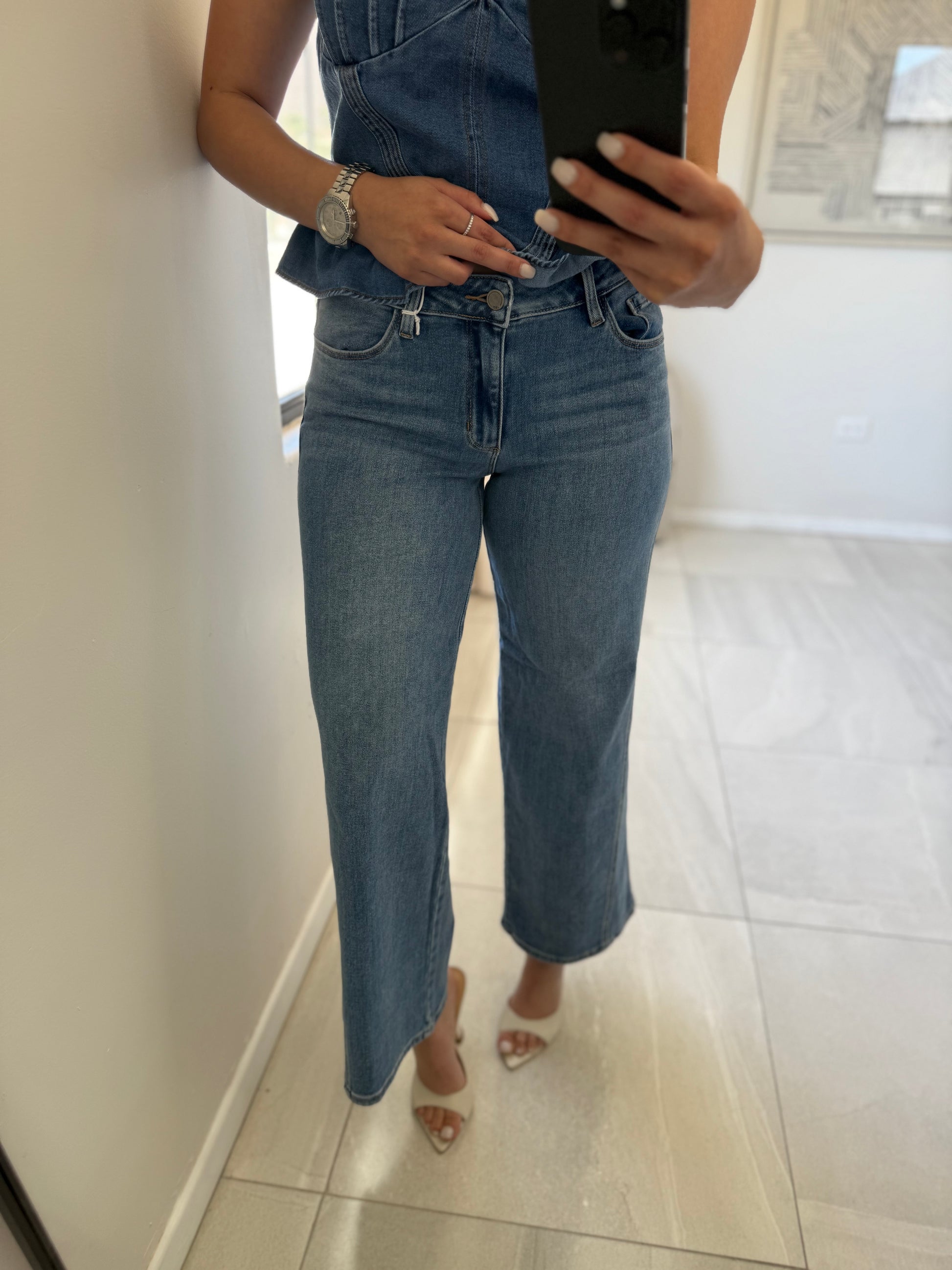 Seamed Wide Leg Jean Medium Denim