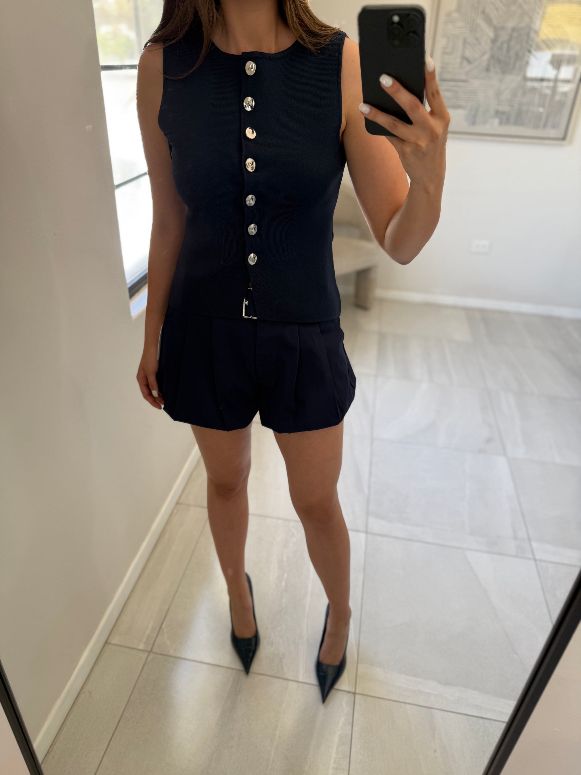 Navy Woven Ballon Shorts