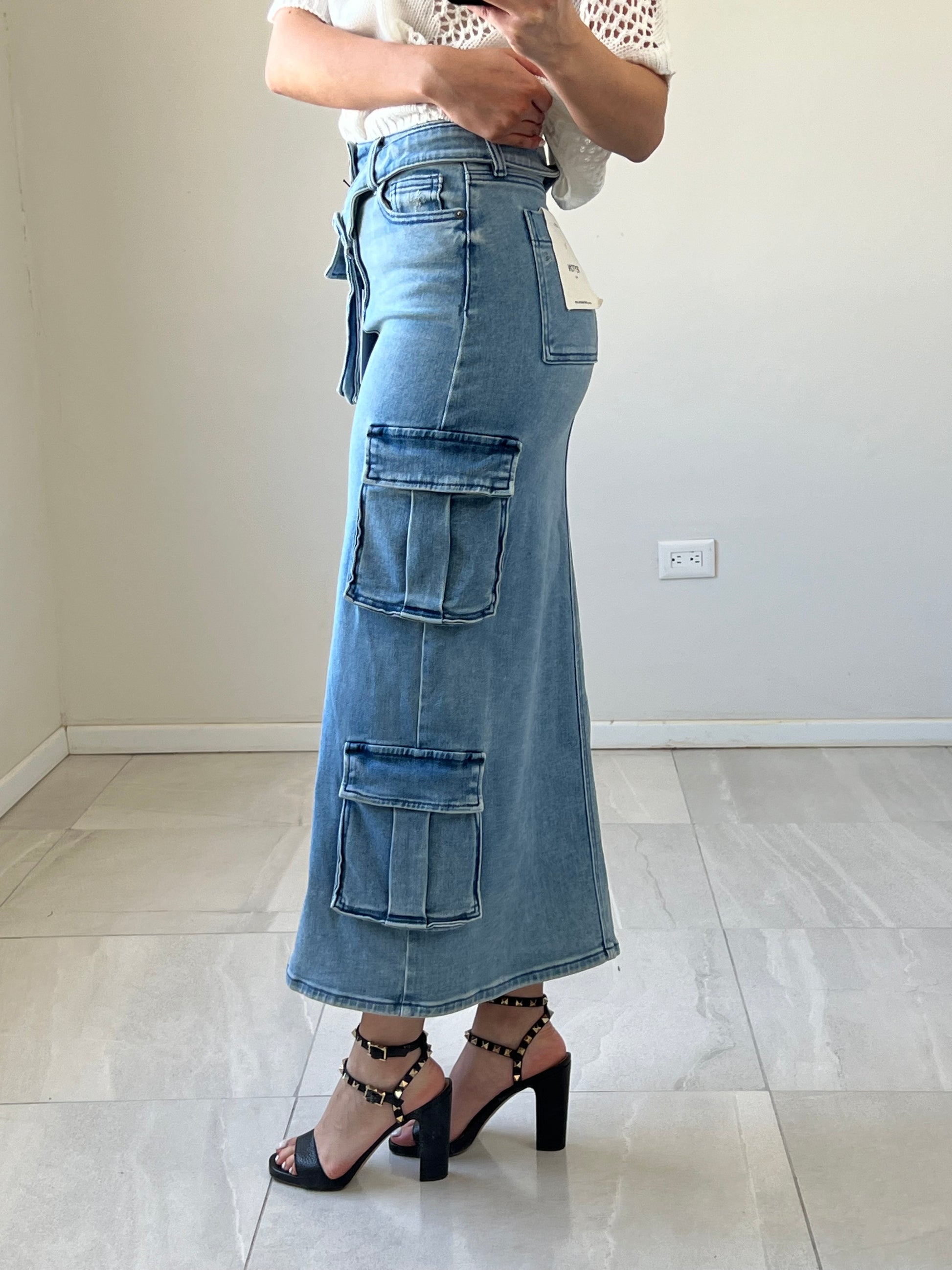 Falda Denim Cargo