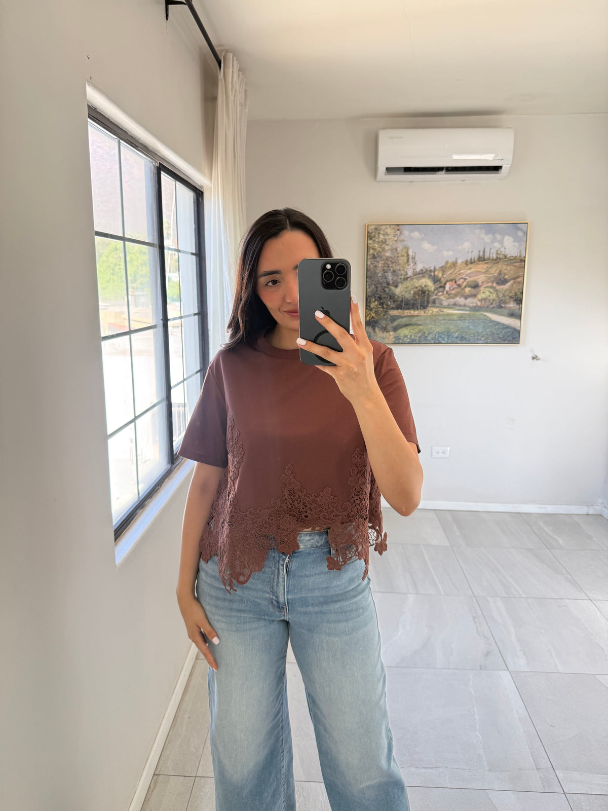 Mocha Hem Lace Top