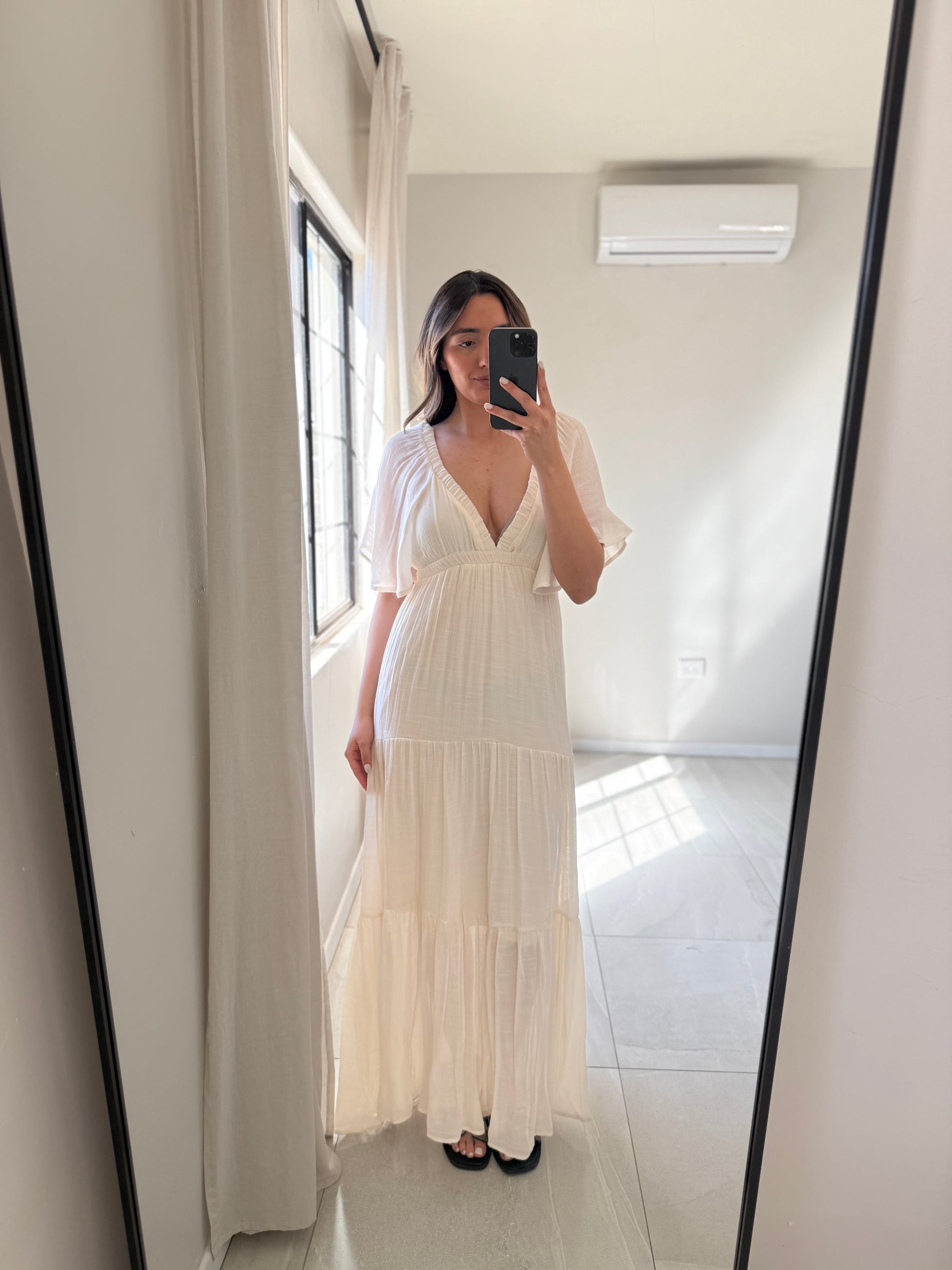 Woven Maxi Dress Vanilla White