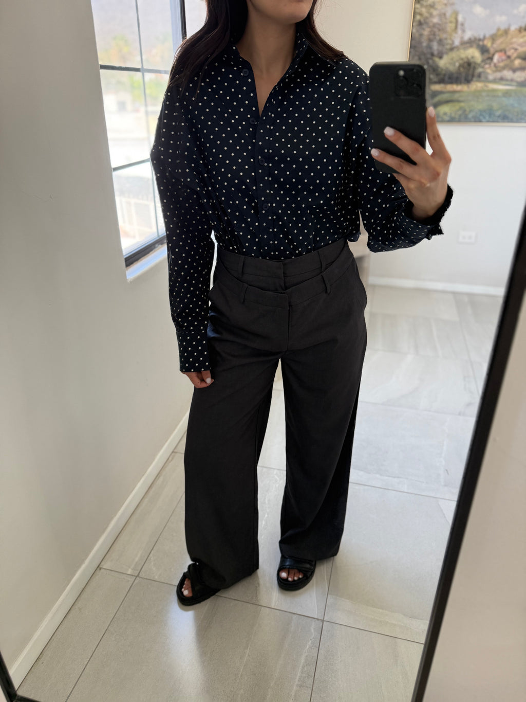 Double Waist Charcoal Pants