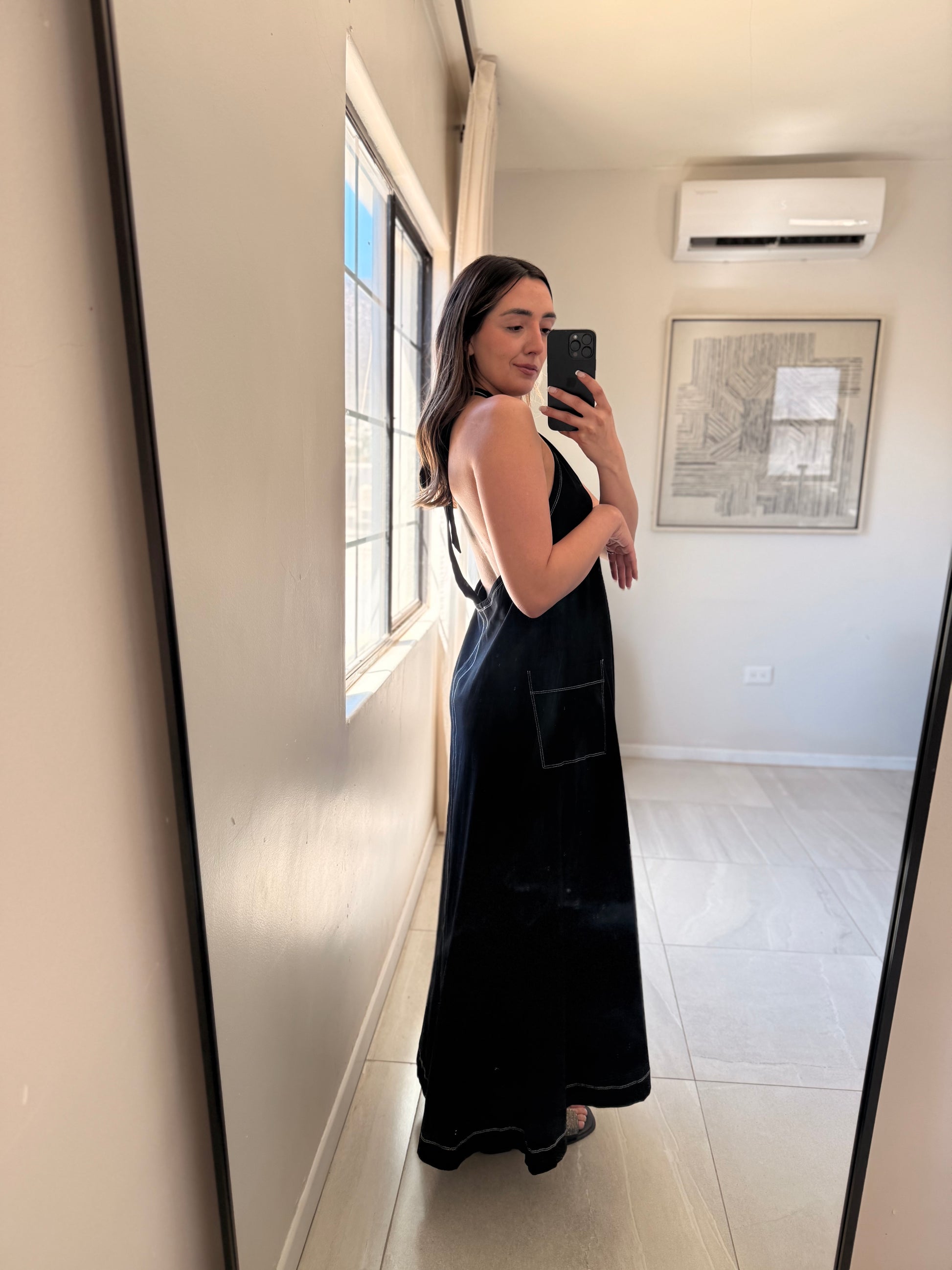 Halter Cotton Black Dress