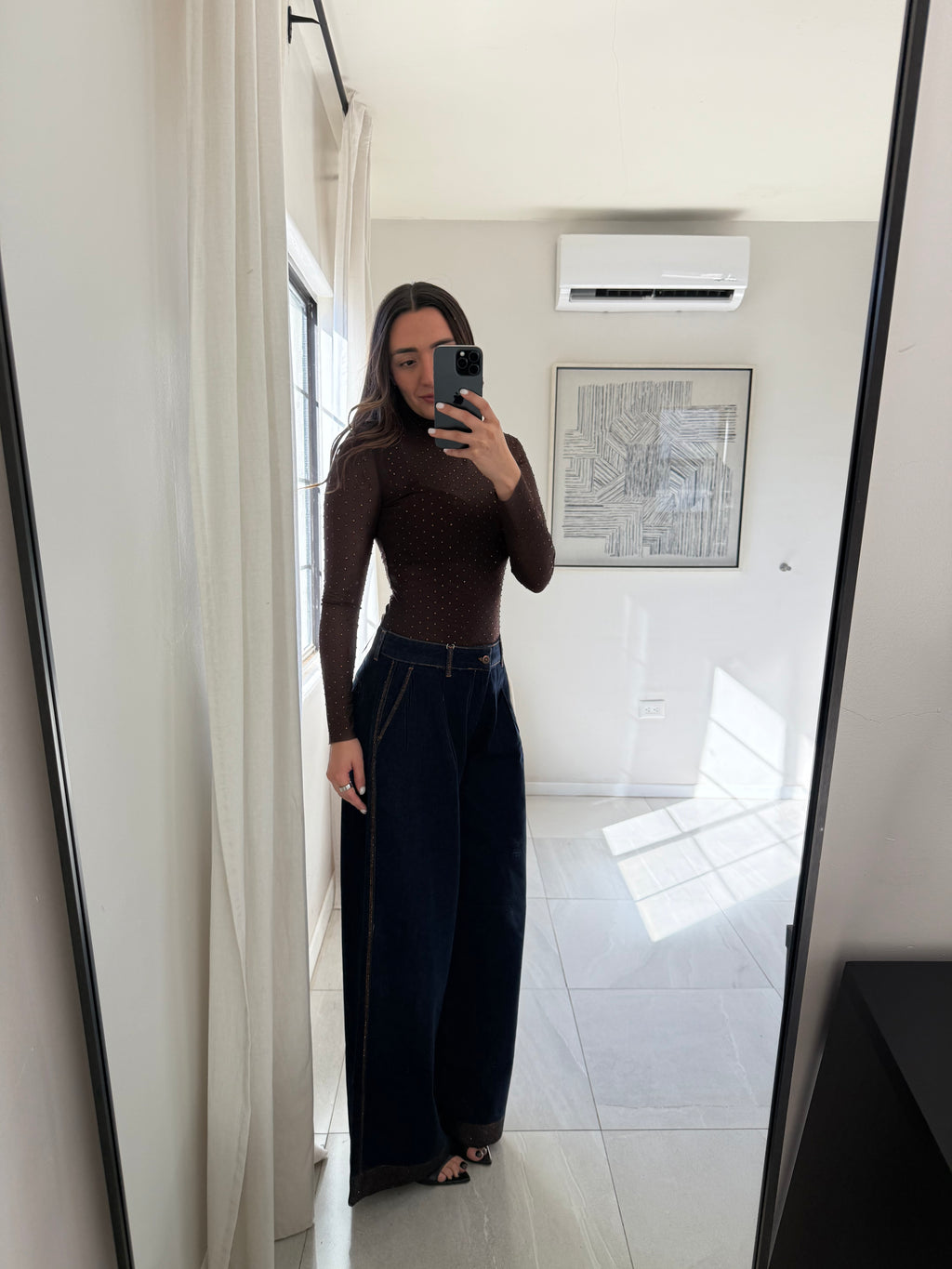 Denim Brown Cristals Jean