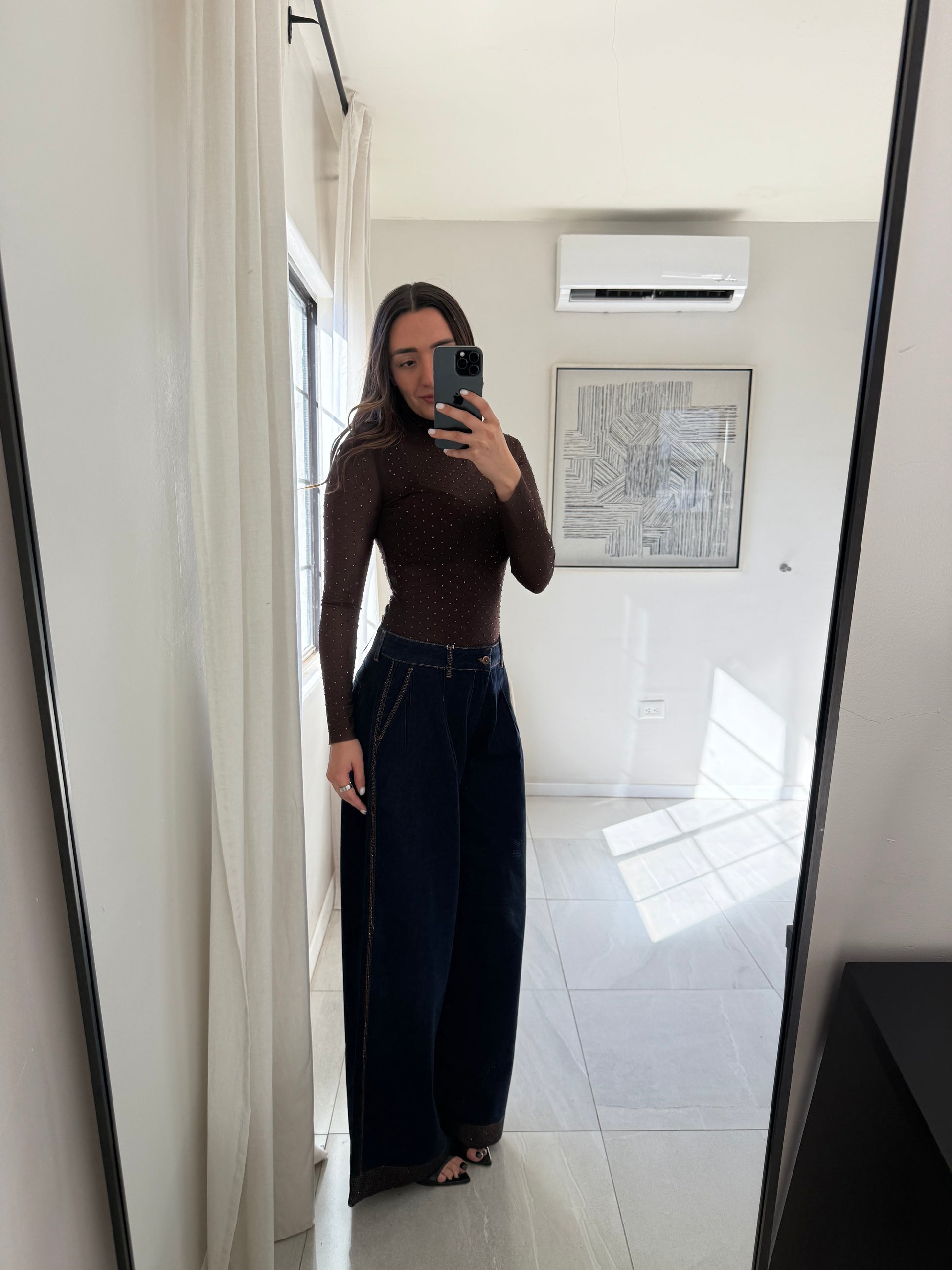 Denim Brown Cristals Jean