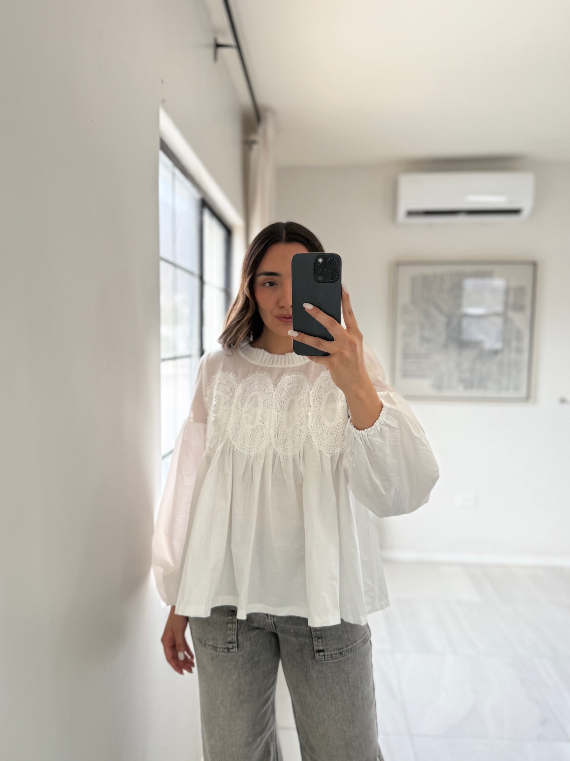 Blusa Encaje Off White