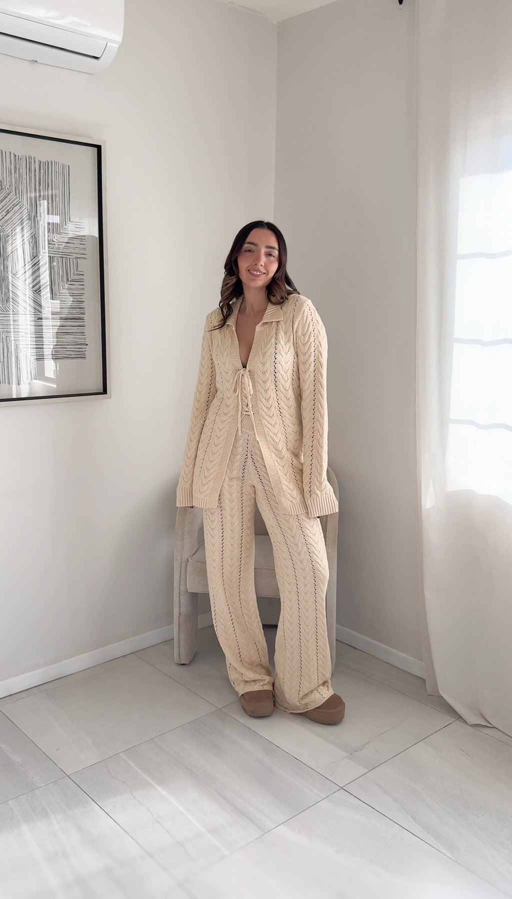 Set Knit Natural Cardigan