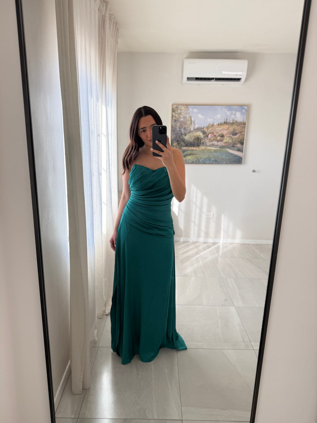 Drapped Satin Dress Teal