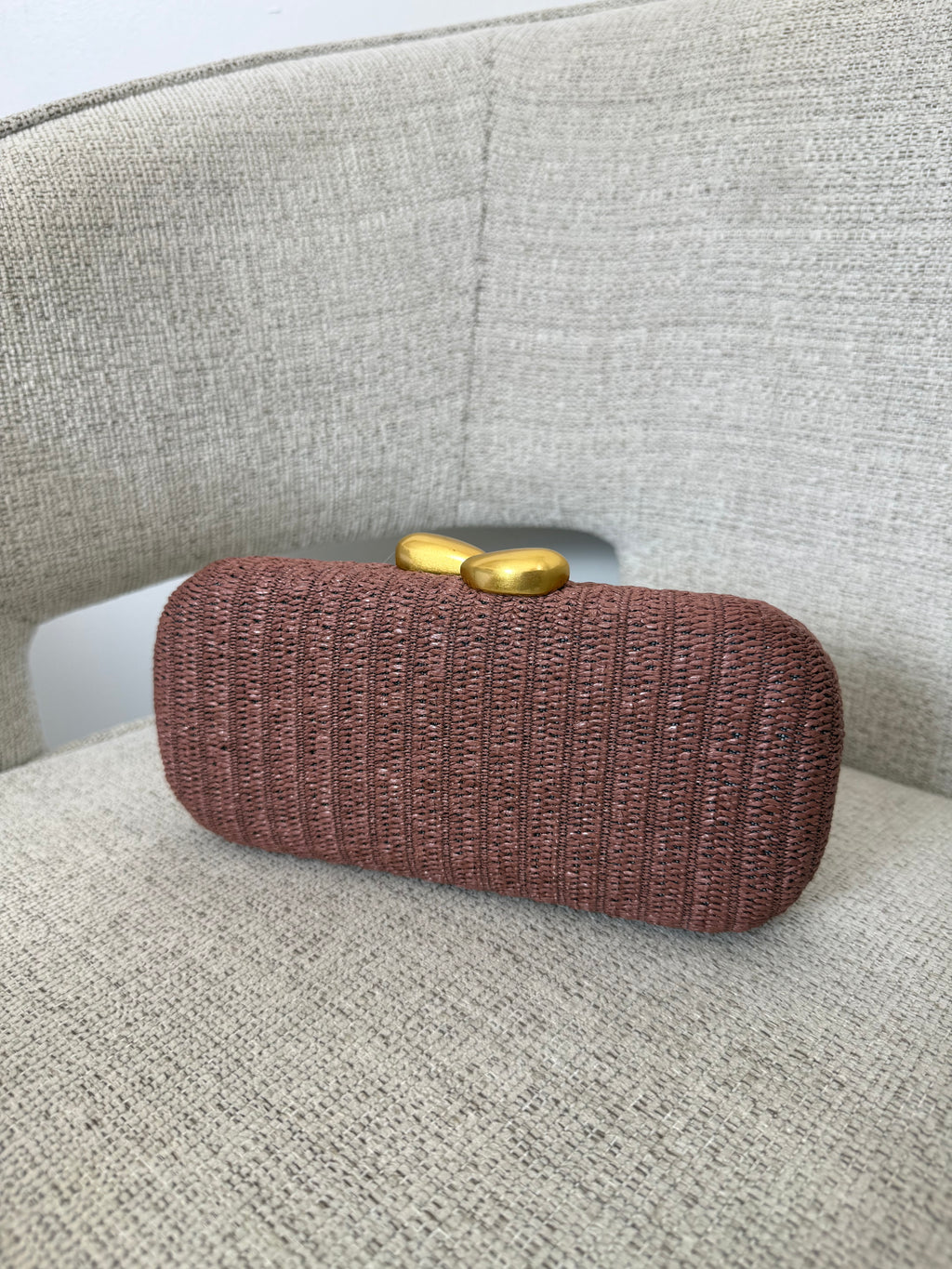 Nala Straw Clutch Brown