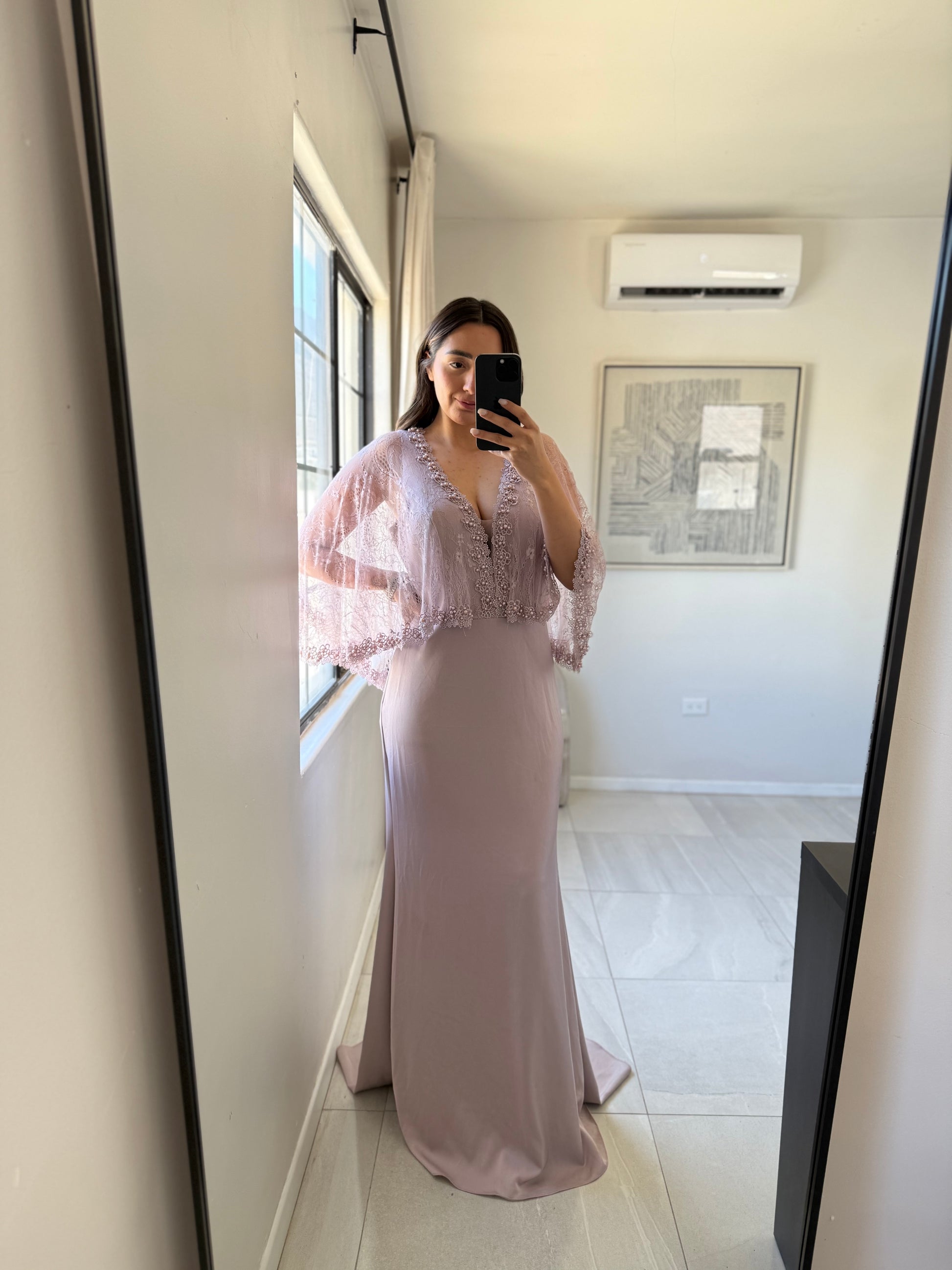 Mauve Pearl Cape Dress