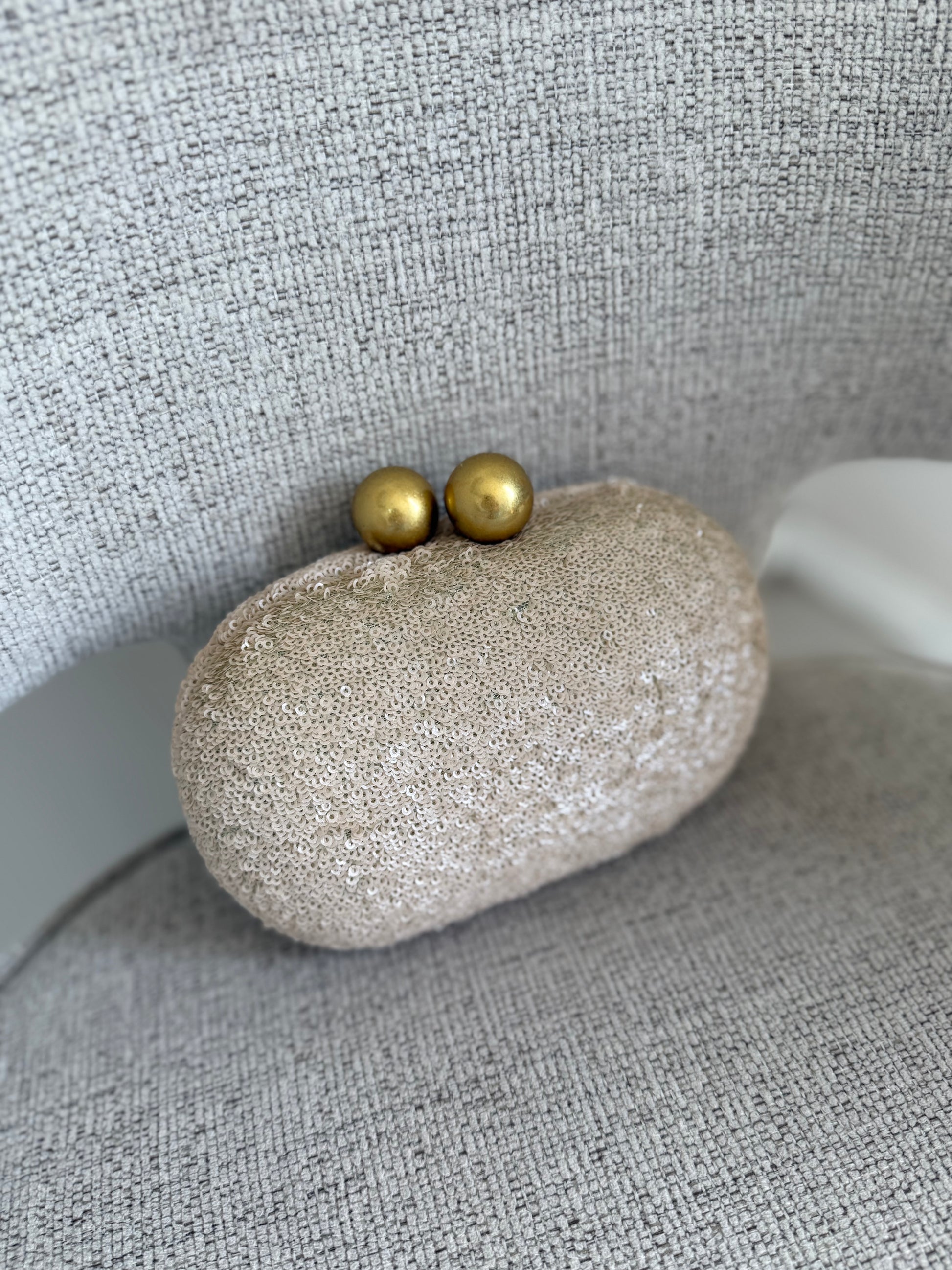 Leona Sequins Clutch White