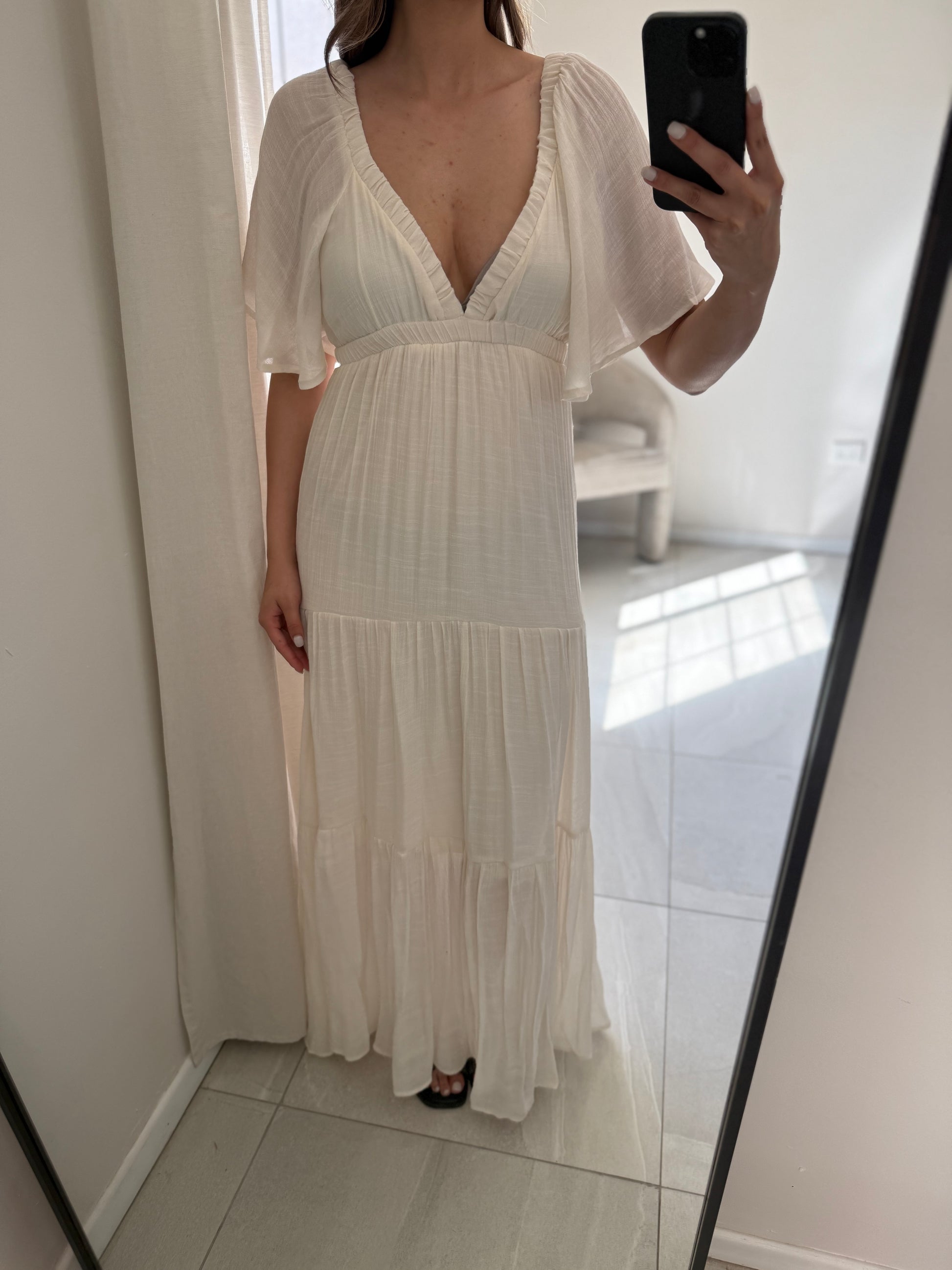 Woven Maxi Dress Vanilla White