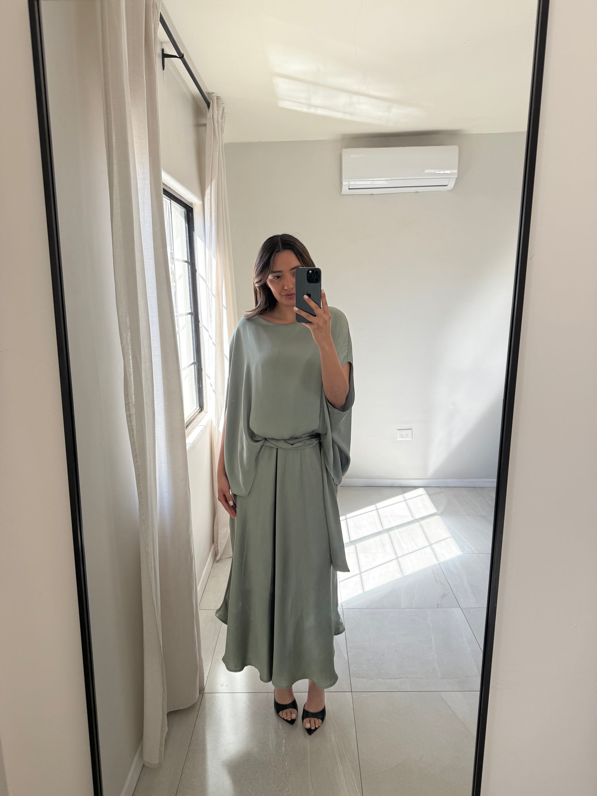 Sage Satin Set