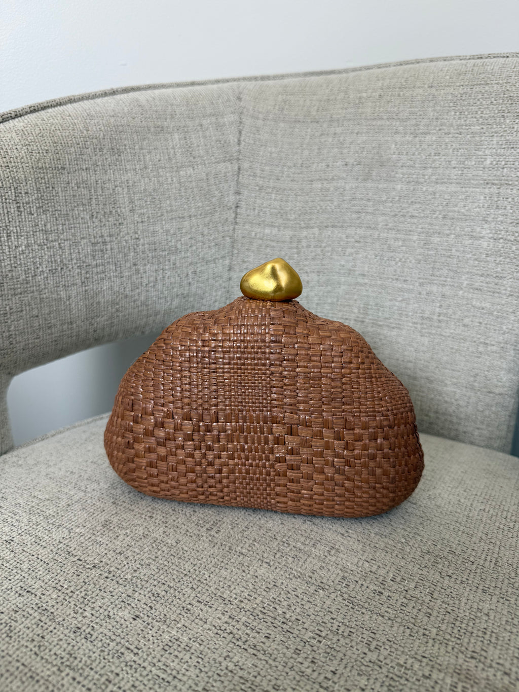 Blanca Straw Clutch Brown