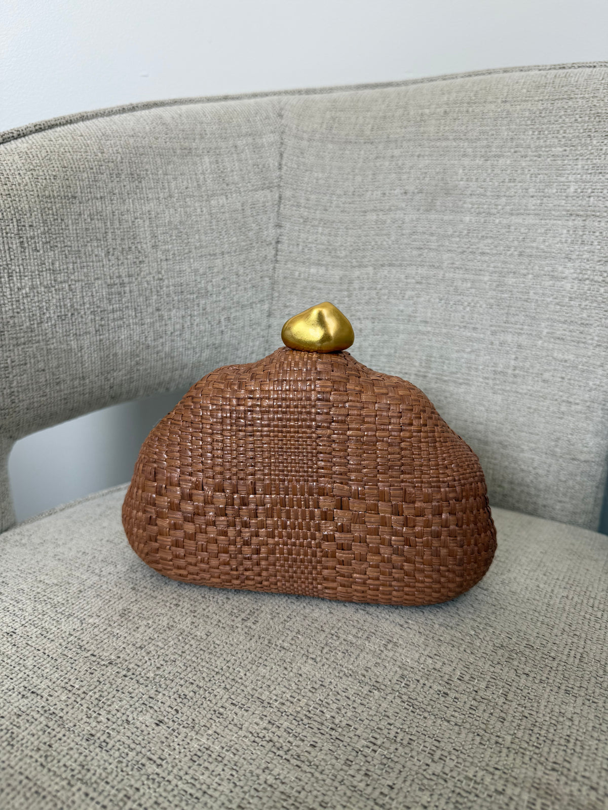 Blanca Straw Clutch Brown
