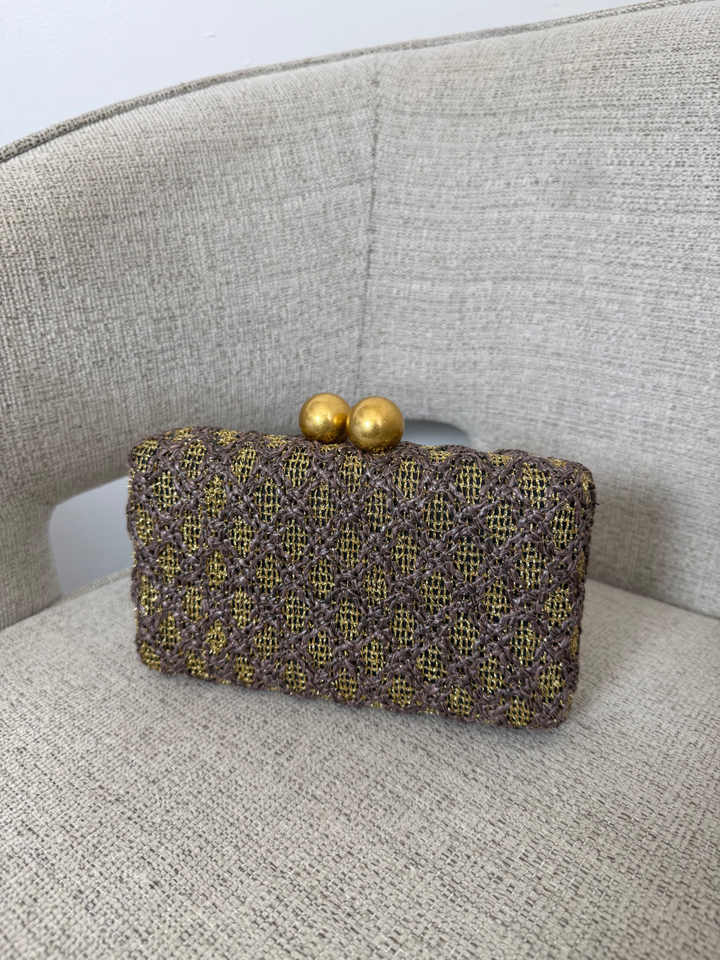 Aya Clutch Brown/ Gold