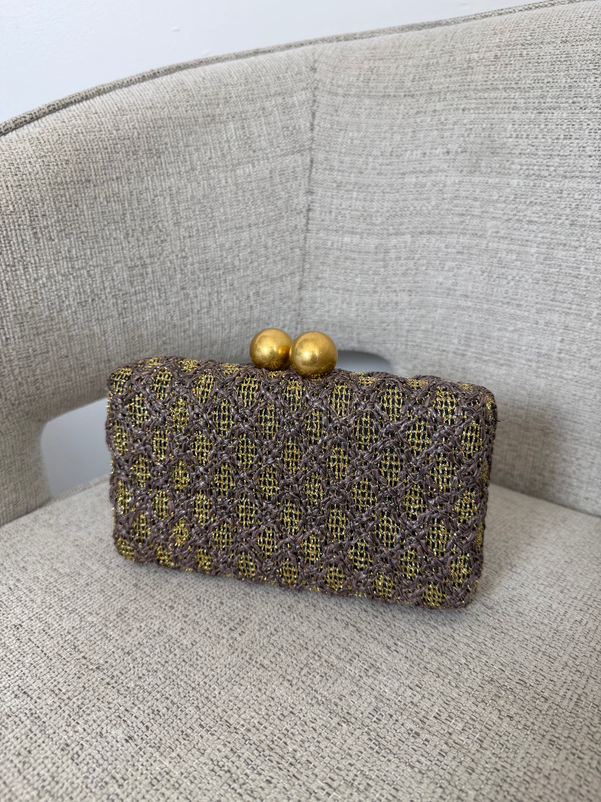 Aya Clutch Brown/ Gold