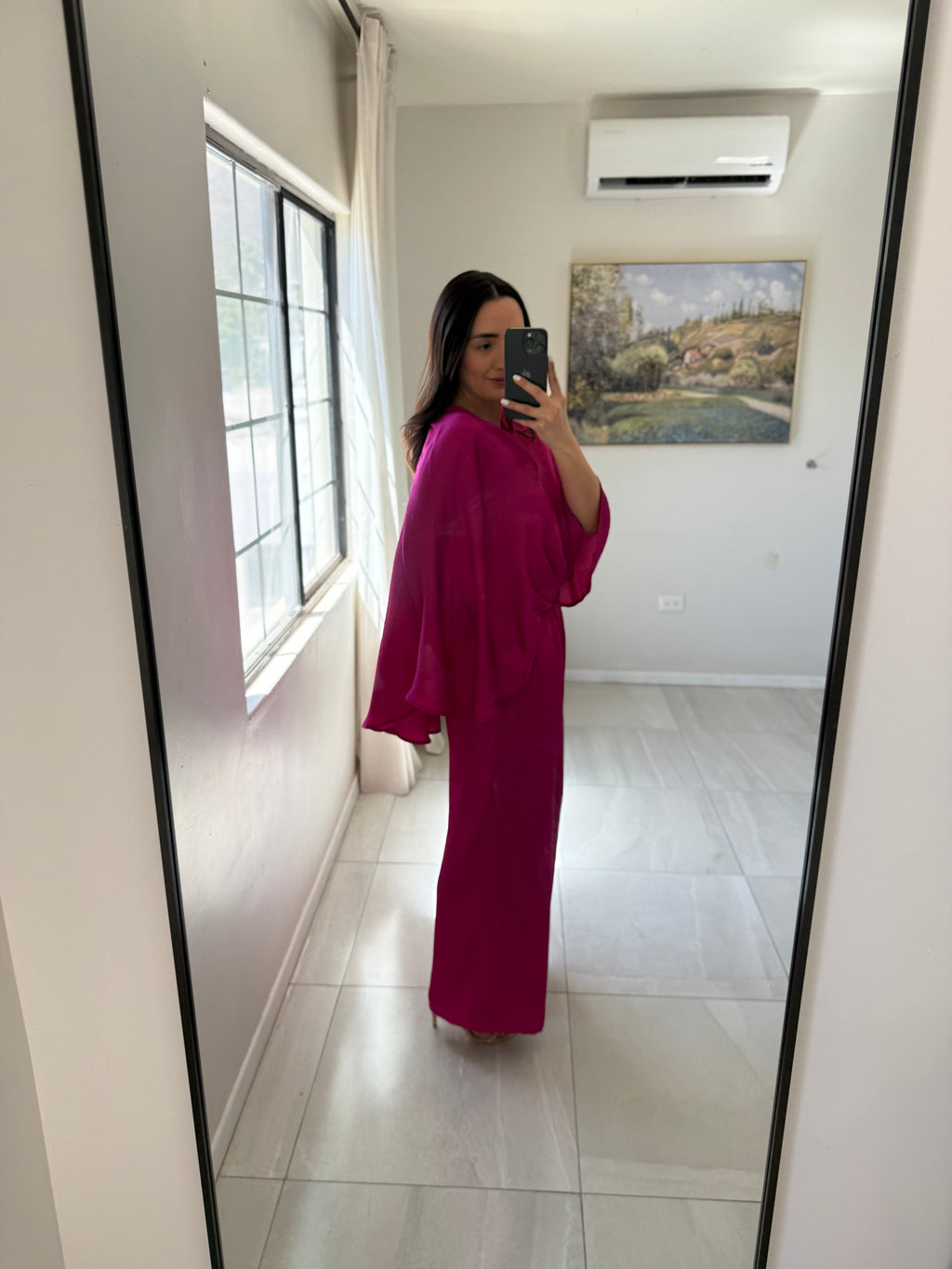 Satin Fucsia Cape Set