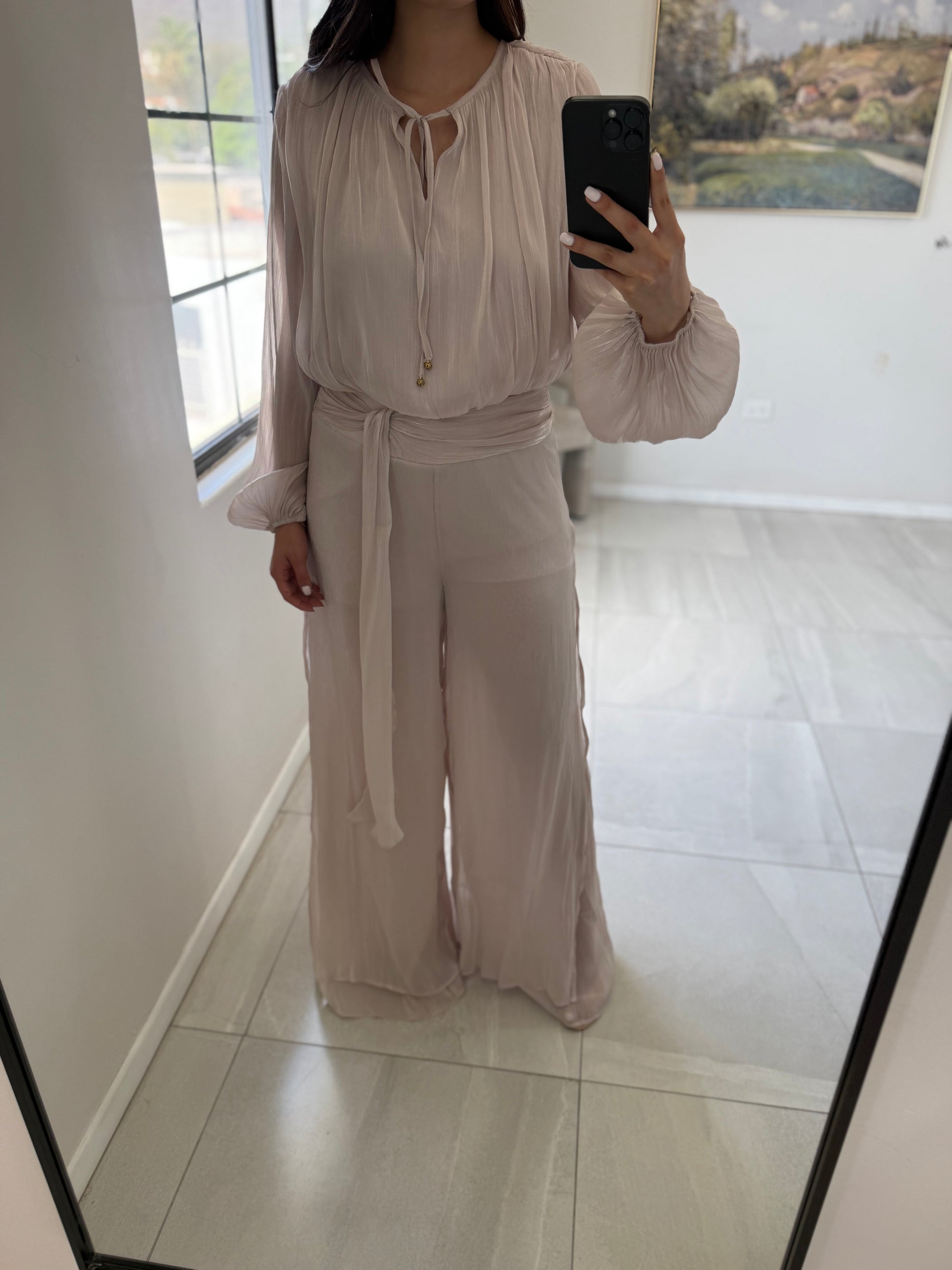 Champagne Yuni Tied Jumpsuit