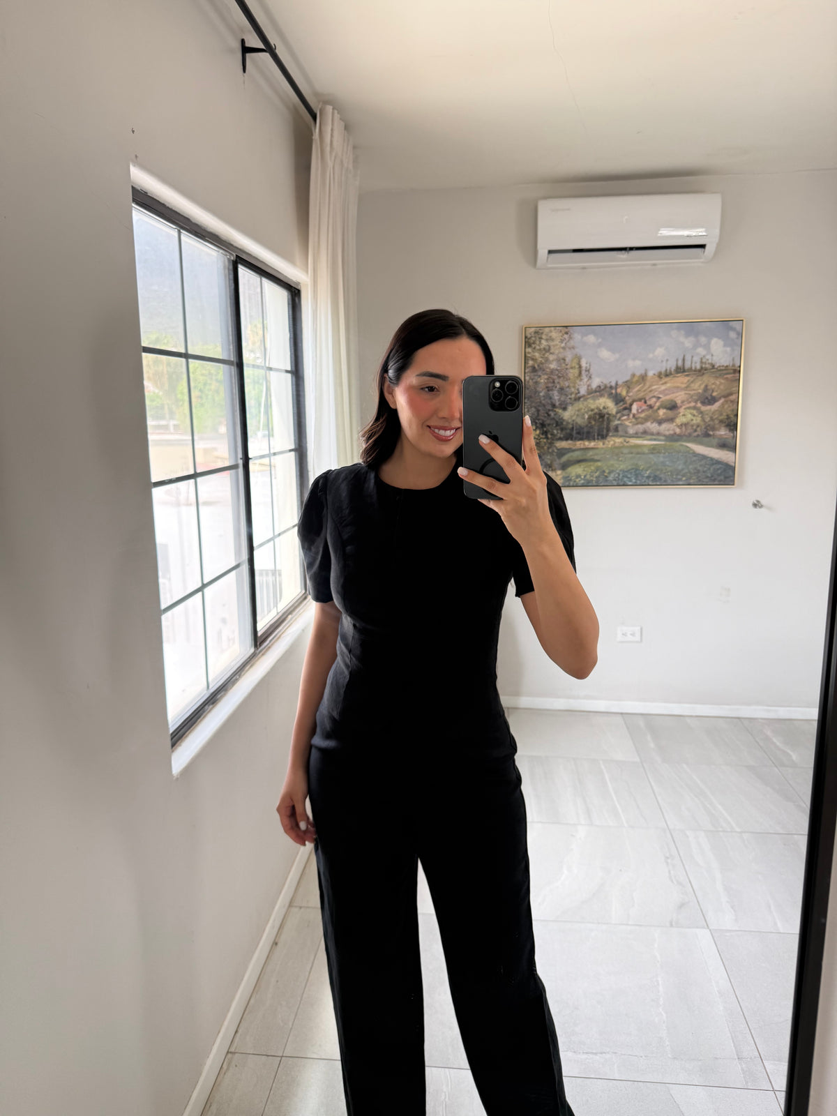Black Nataly Linen Blouse