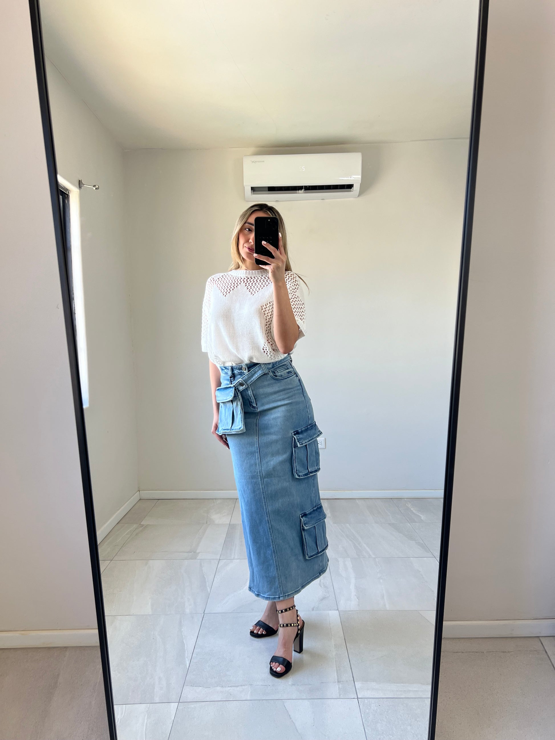 Falda Denim Cargo