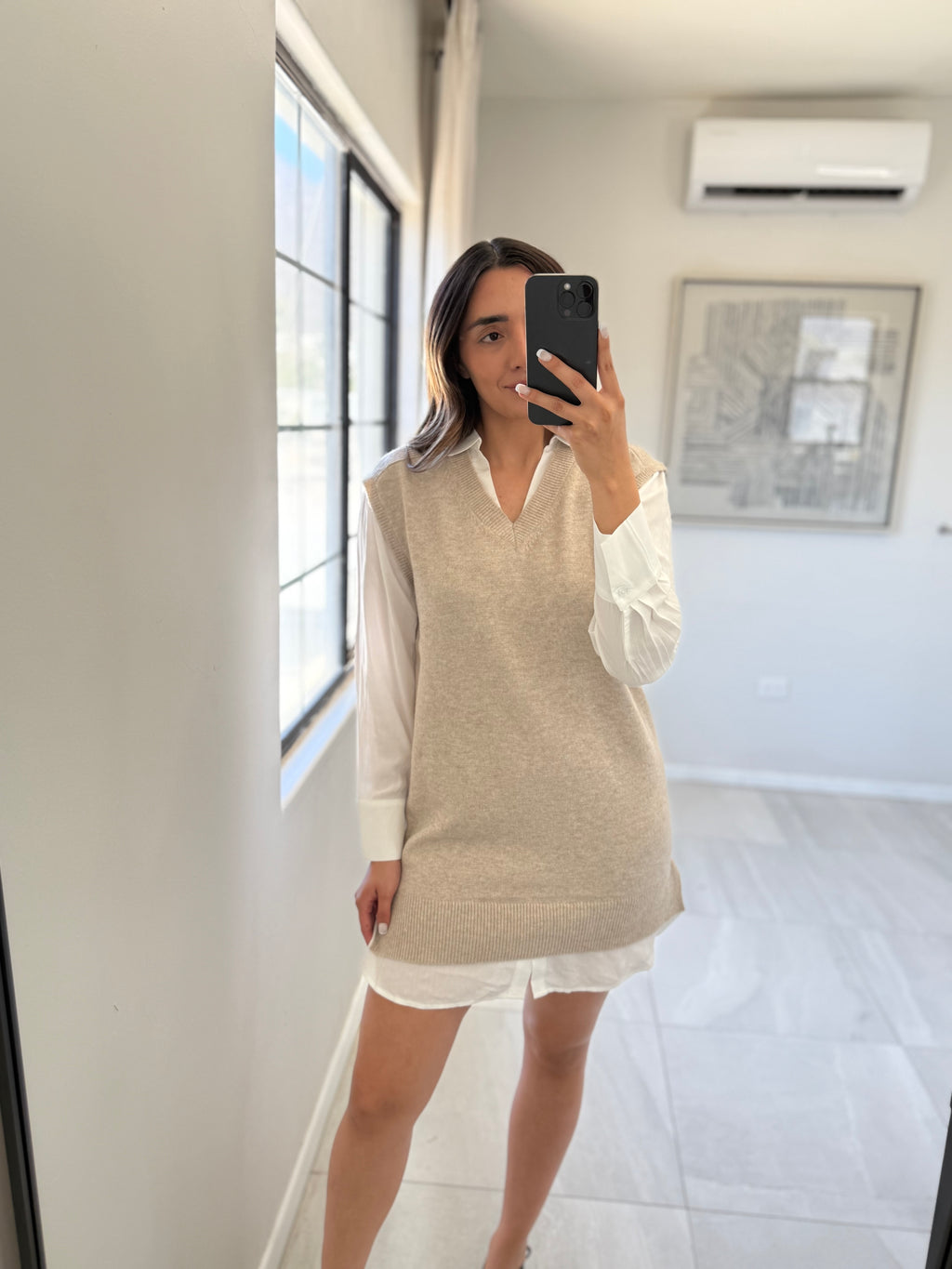 Mixed Media Shirt Dress