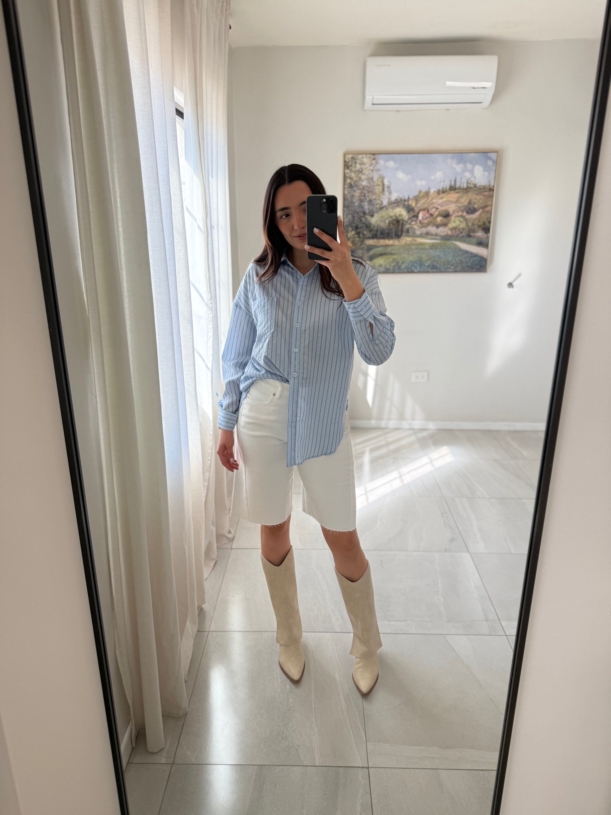 Polyester Navy Stripes Blouse