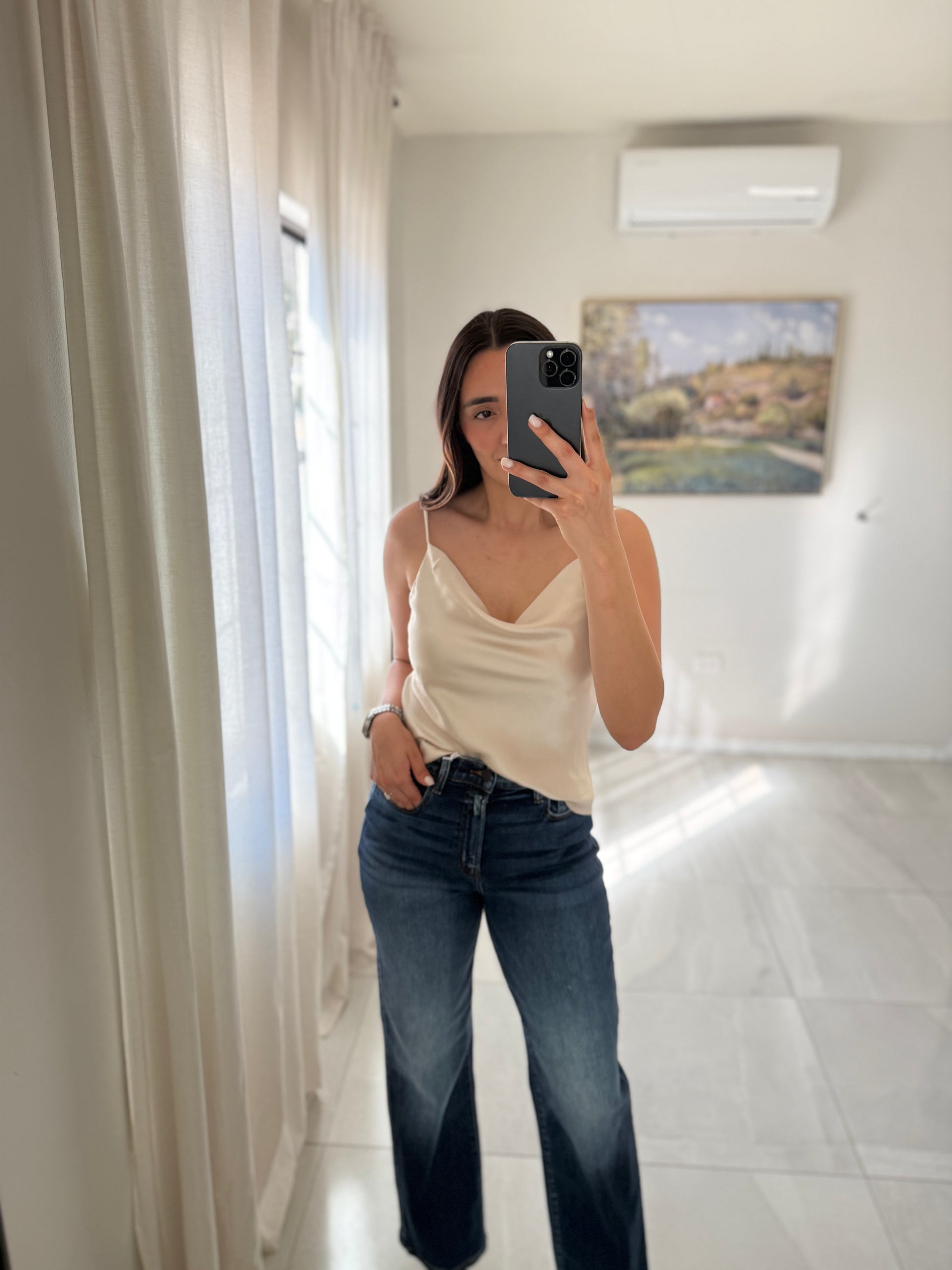 Alpaca Woven Basic Poly Top