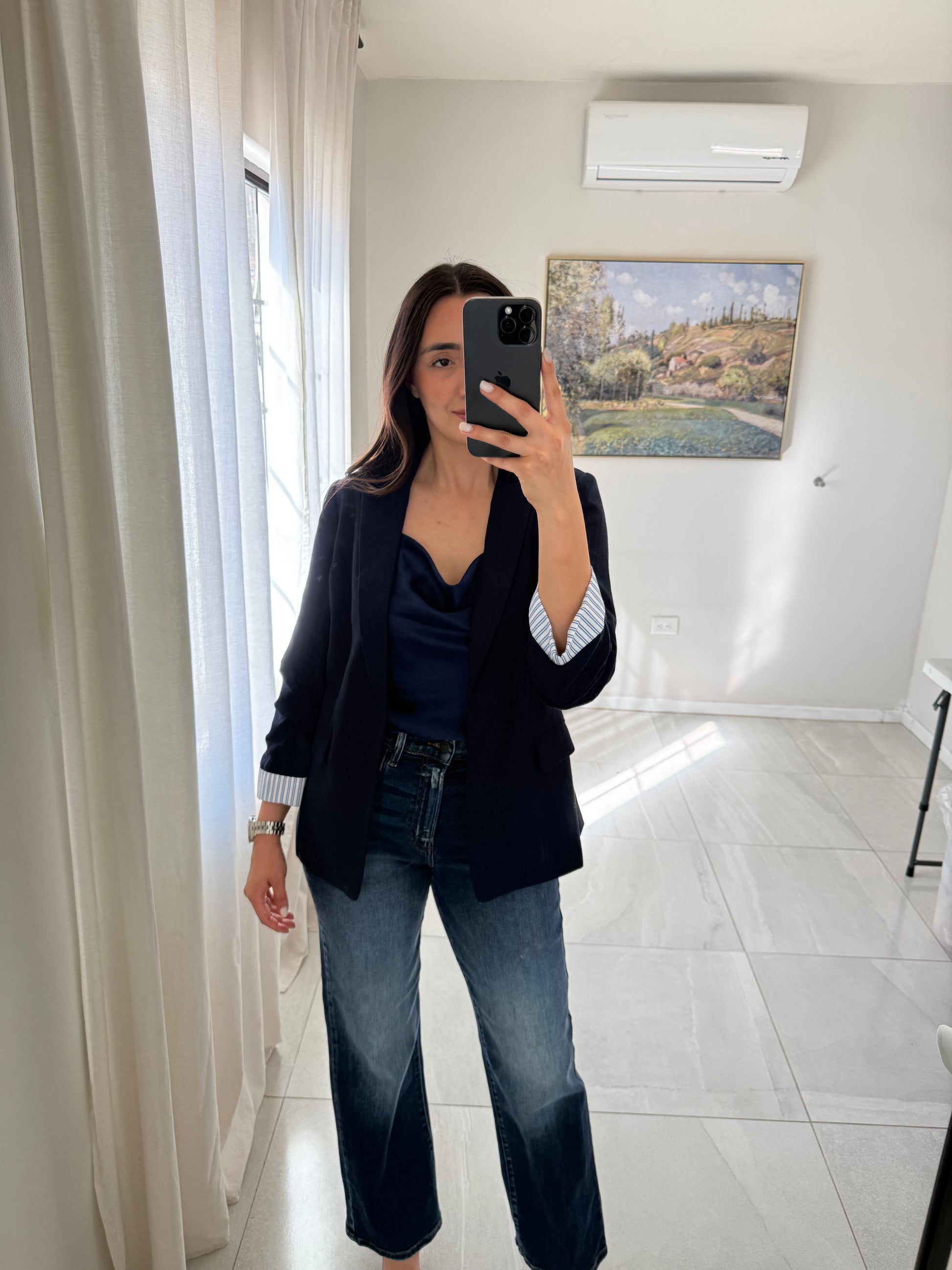 Navy Cinched Blazer Set