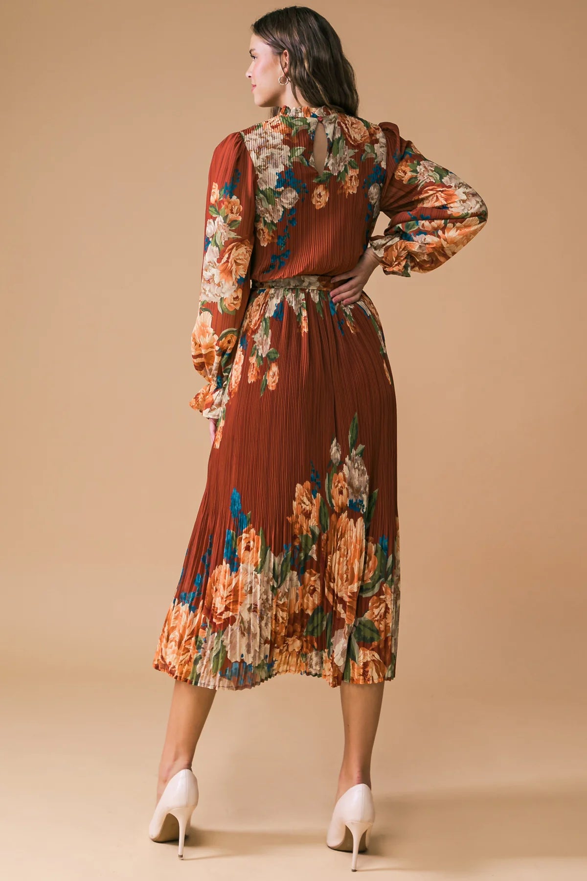 Vestido Floral Marron