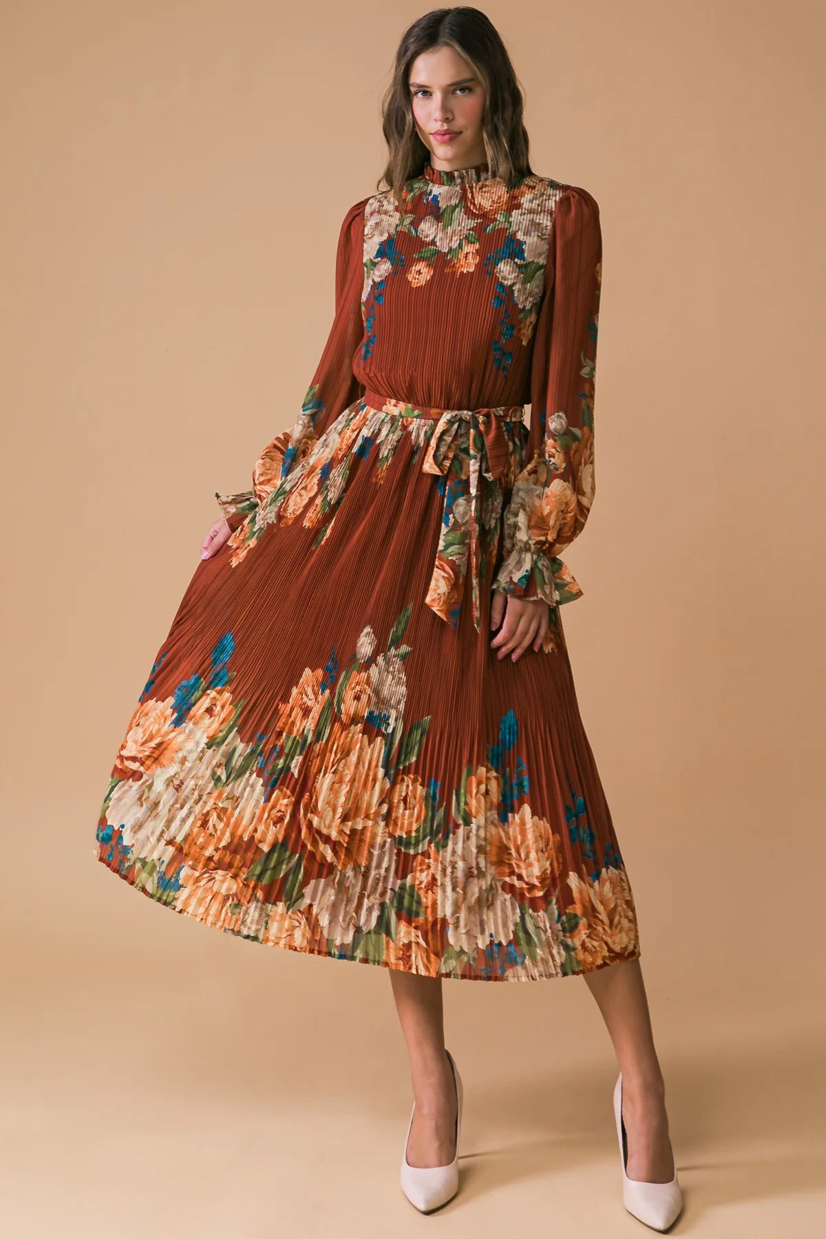 Vestido Floral Marron