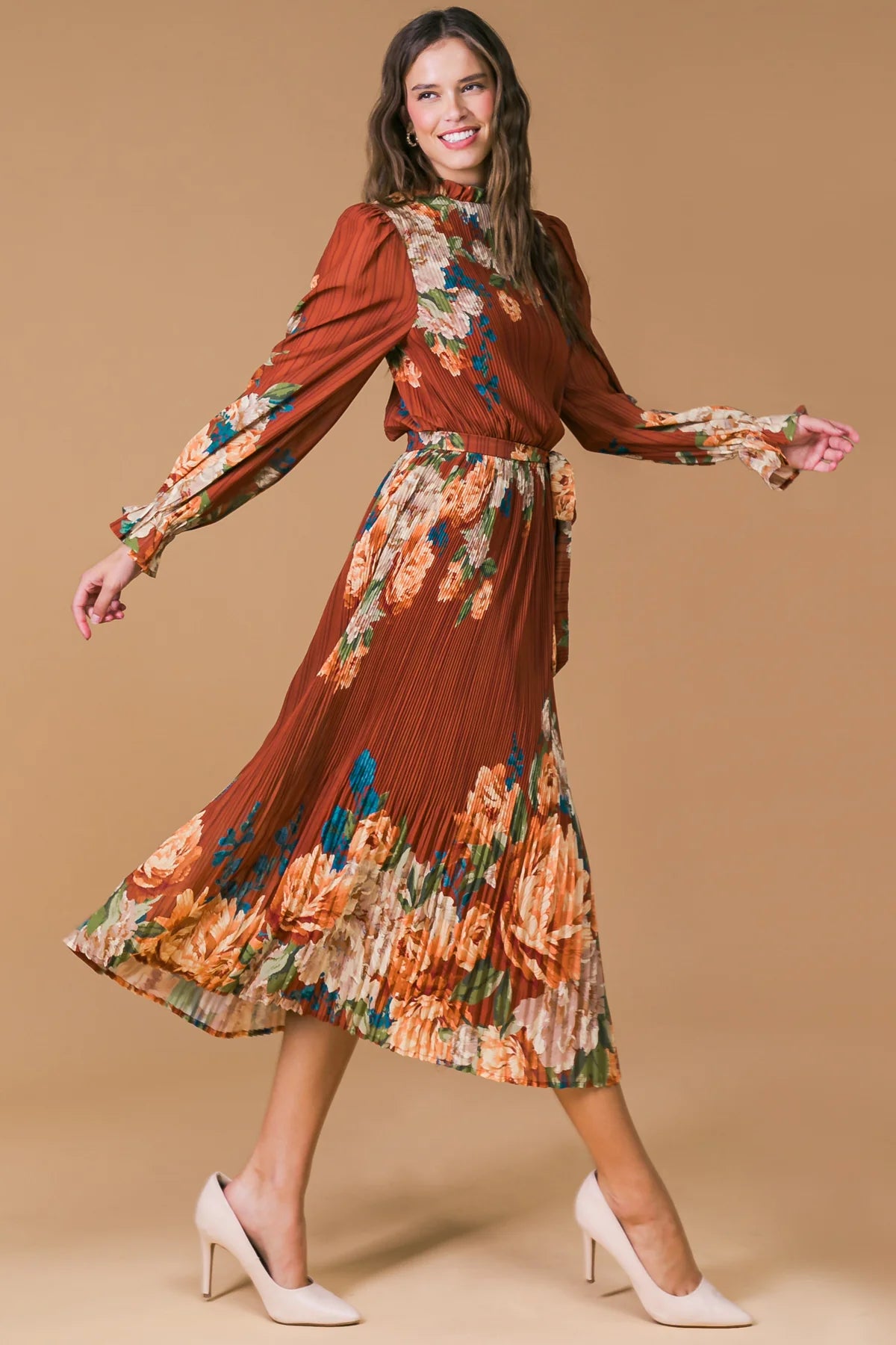 Vestido Floral Marron